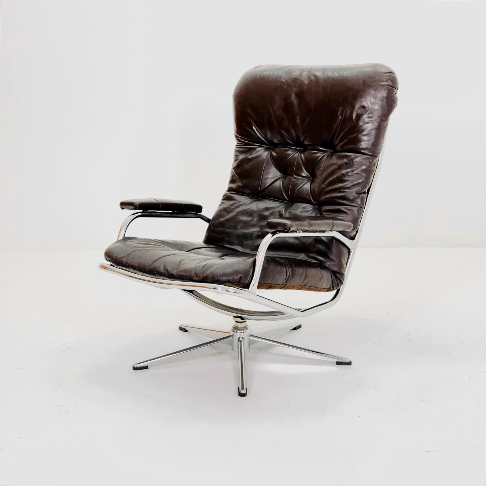 Mid Century Industrial Swivel Armchair by Skoghaug Industries, Norway, 1960s
