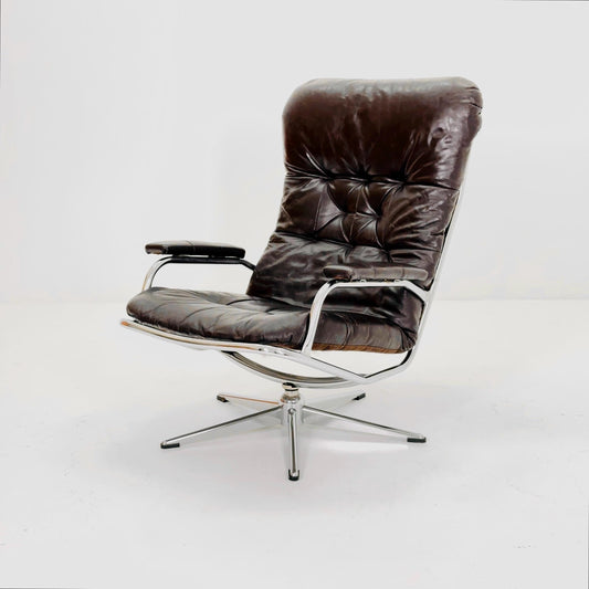 Mid Century Industrial Swivel Armchair by Skoghaug Industries, Norway, 1960s