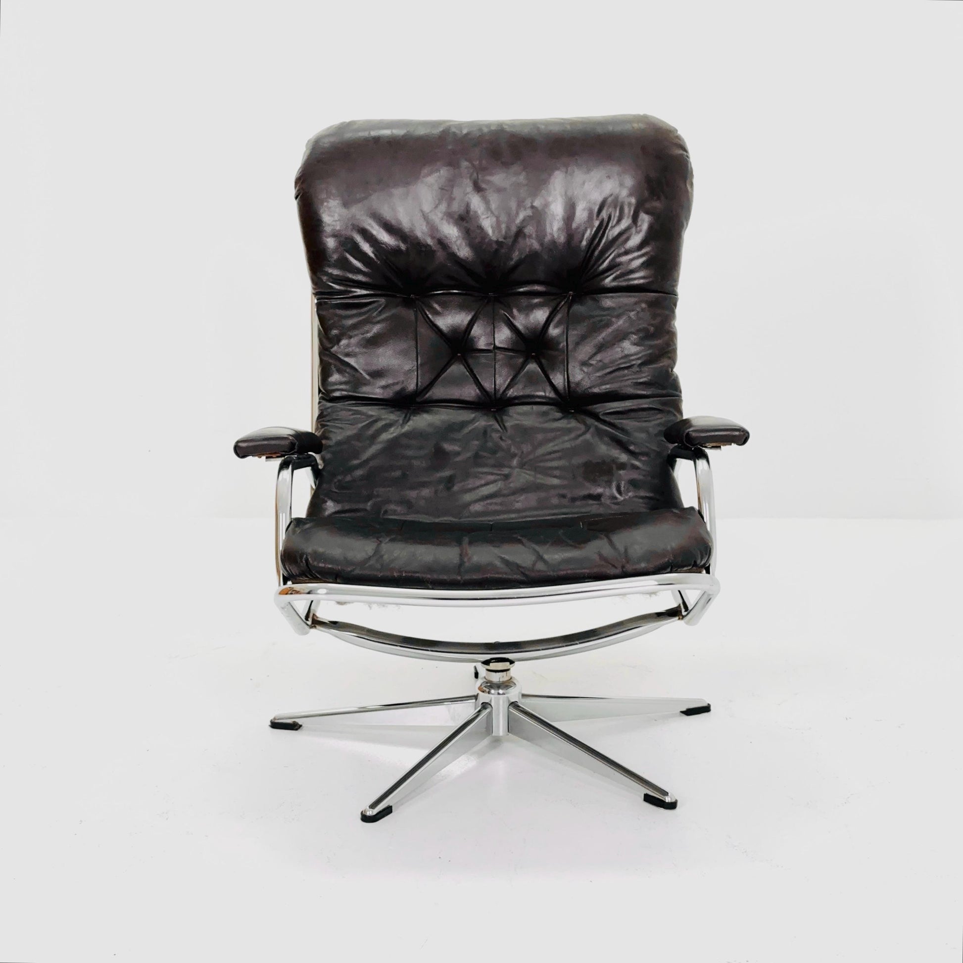 Mid Century Industrial Swivel Armchair by Skoghaug Industries, Norway, 1960s