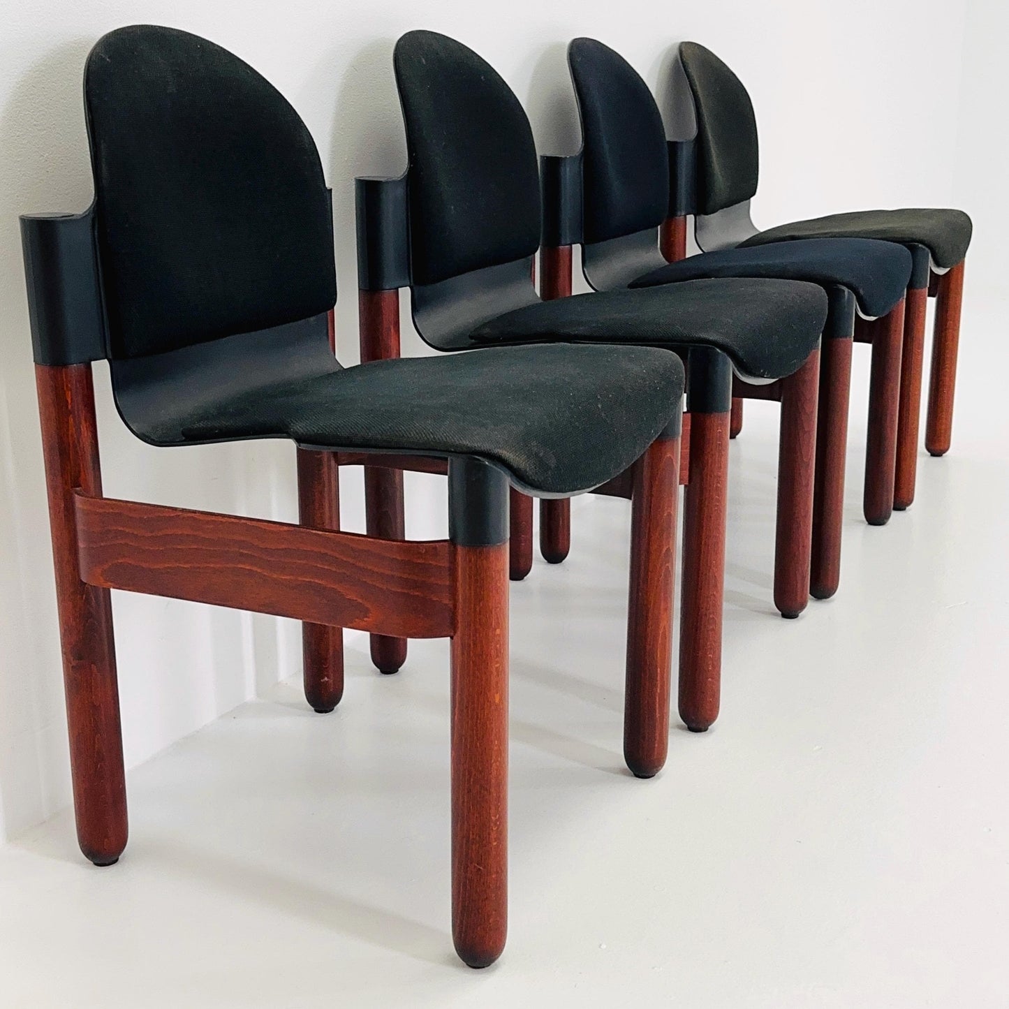 Set of 4 mid century dining chairs "Flex" by Gerd Lange for Thonet, 1970s West Germany