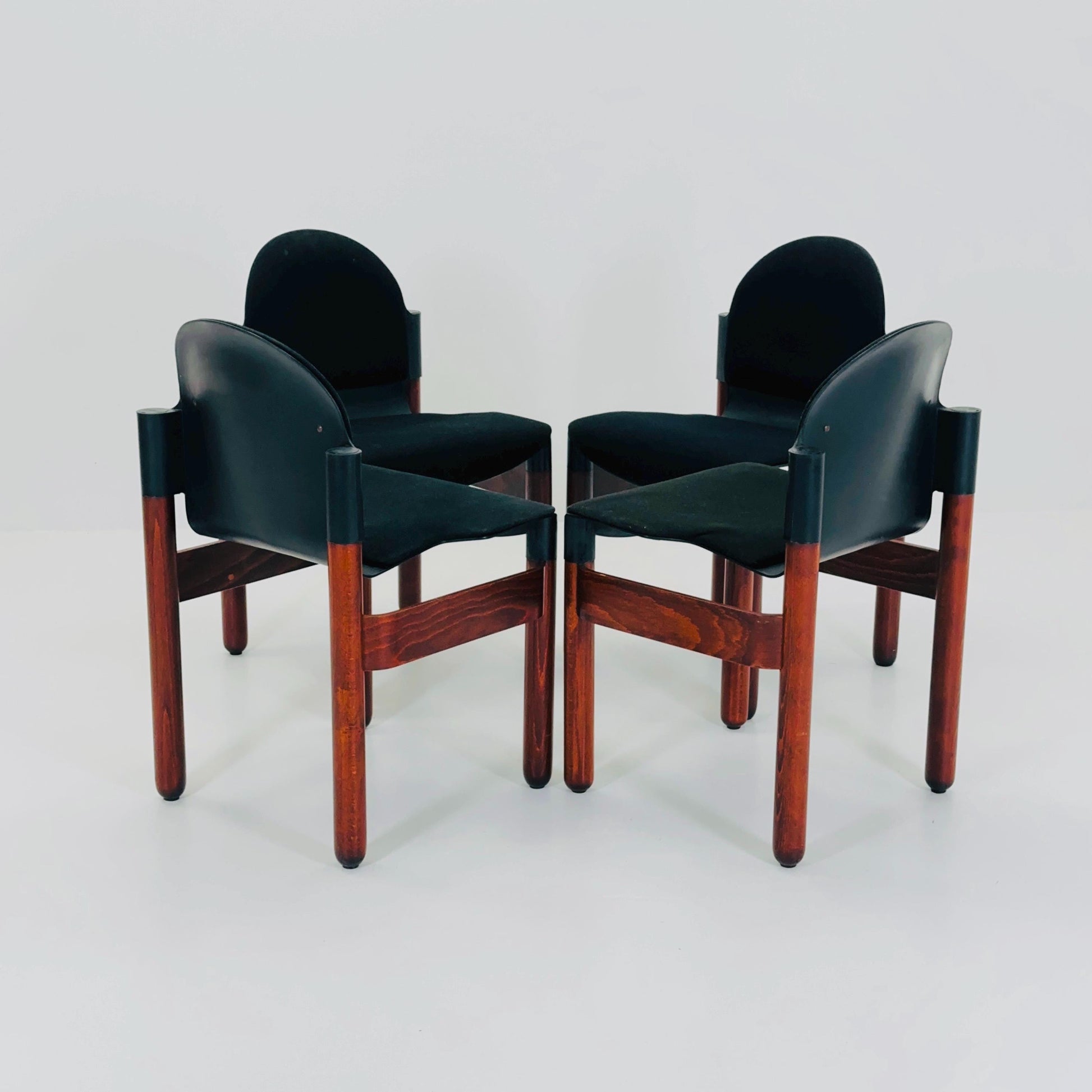 Set of 4 mid century dining chairs "Flex" by Gerd Lange for Thonet, 1970s West Germany