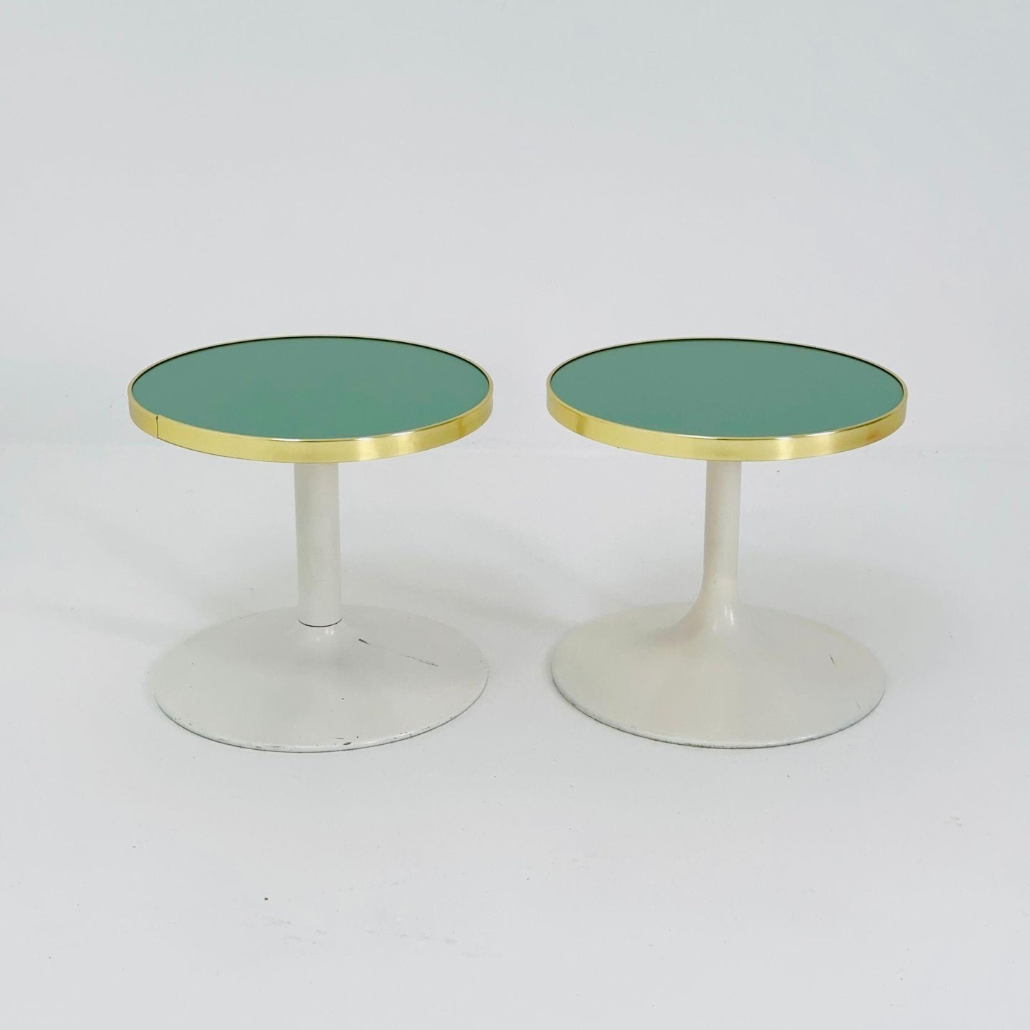 Mid Century Tulip Side Table / Nightstand / Flower Table with Golden Edge, Germany 1970s
