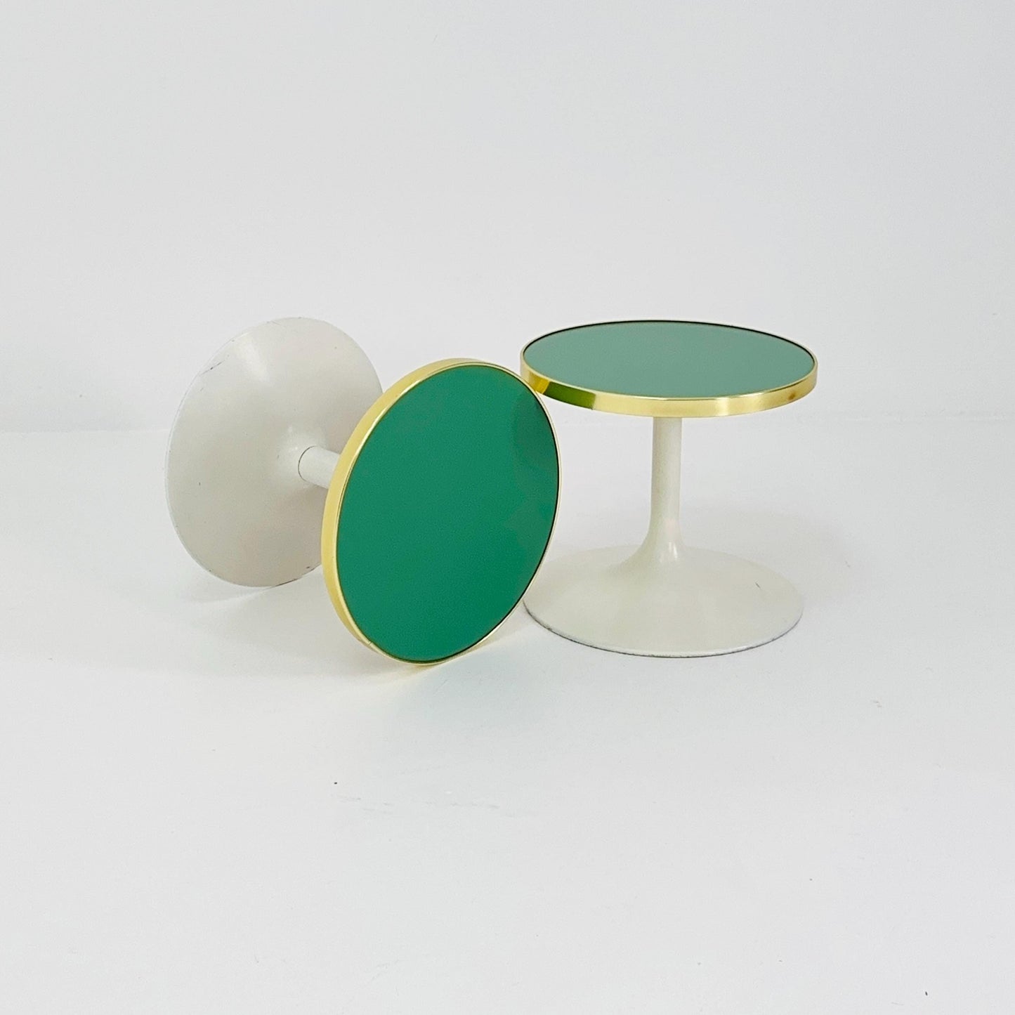 Mid Century Tulip Side Table / Nightstand / Flower Table with Golden Edge, Germany 1970s