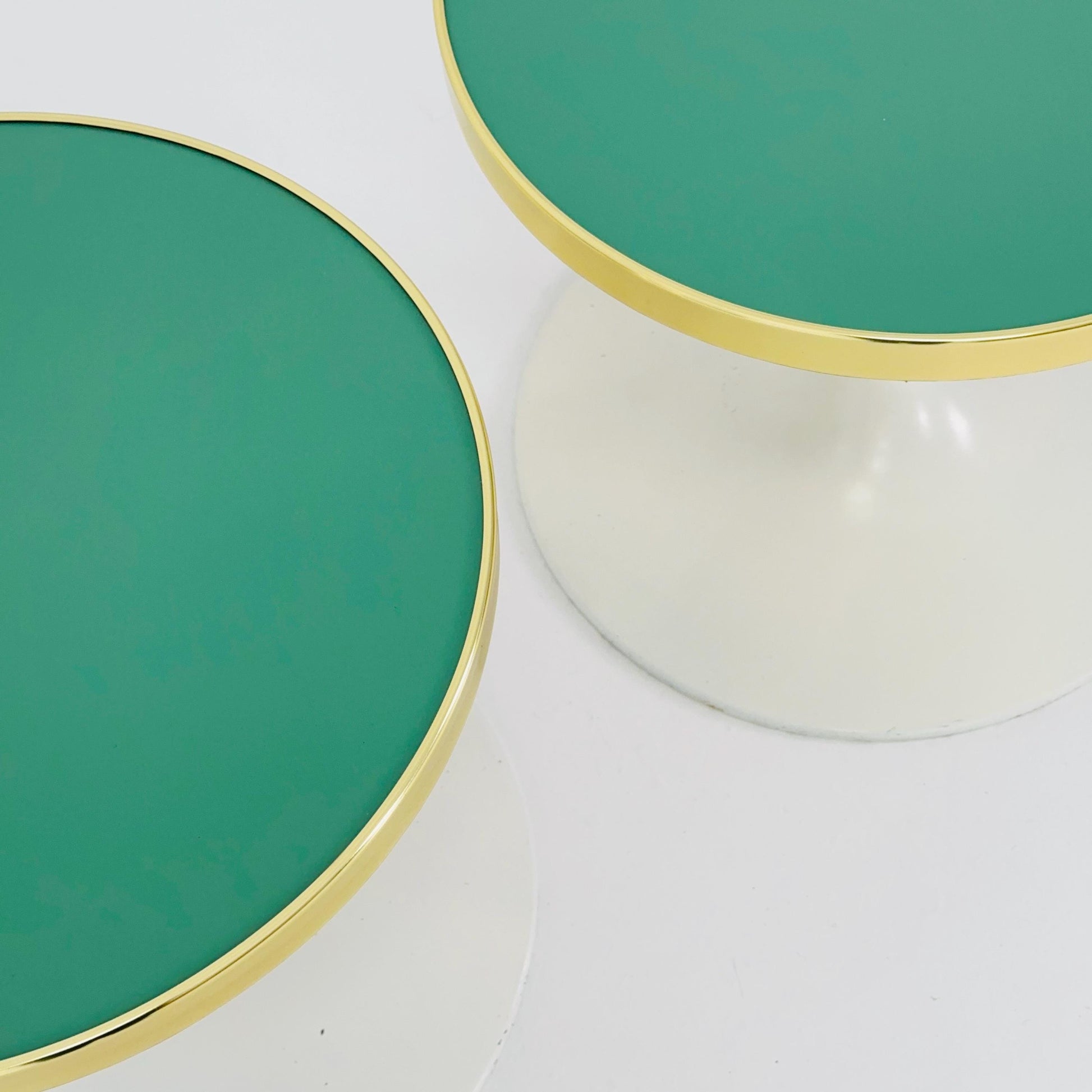 Mid Century Tulip Side Table / Nightstand / Flower Table with Golden Edge, Germany 1970s