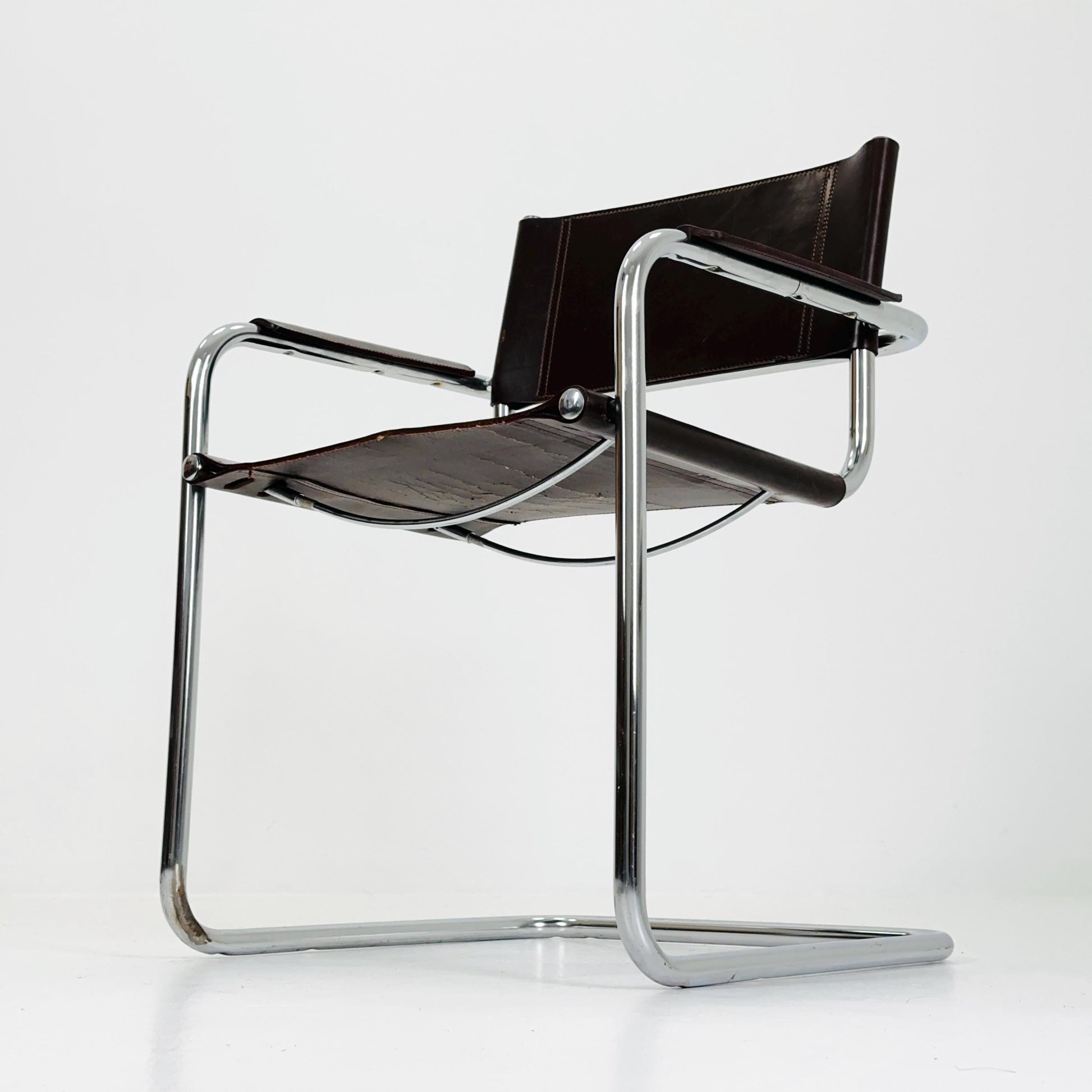 Mid-Century Bauhaus Dark Brown Armchair by Centro Studio Italy, 1980s
