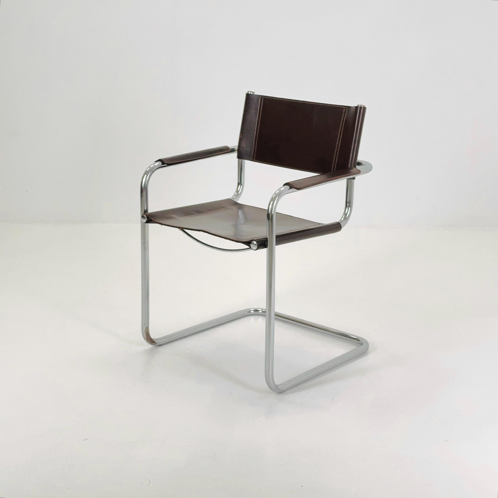 Mid-Century Bauhaus Dark Brown Armchair by Centro Studio Italy, 1980s