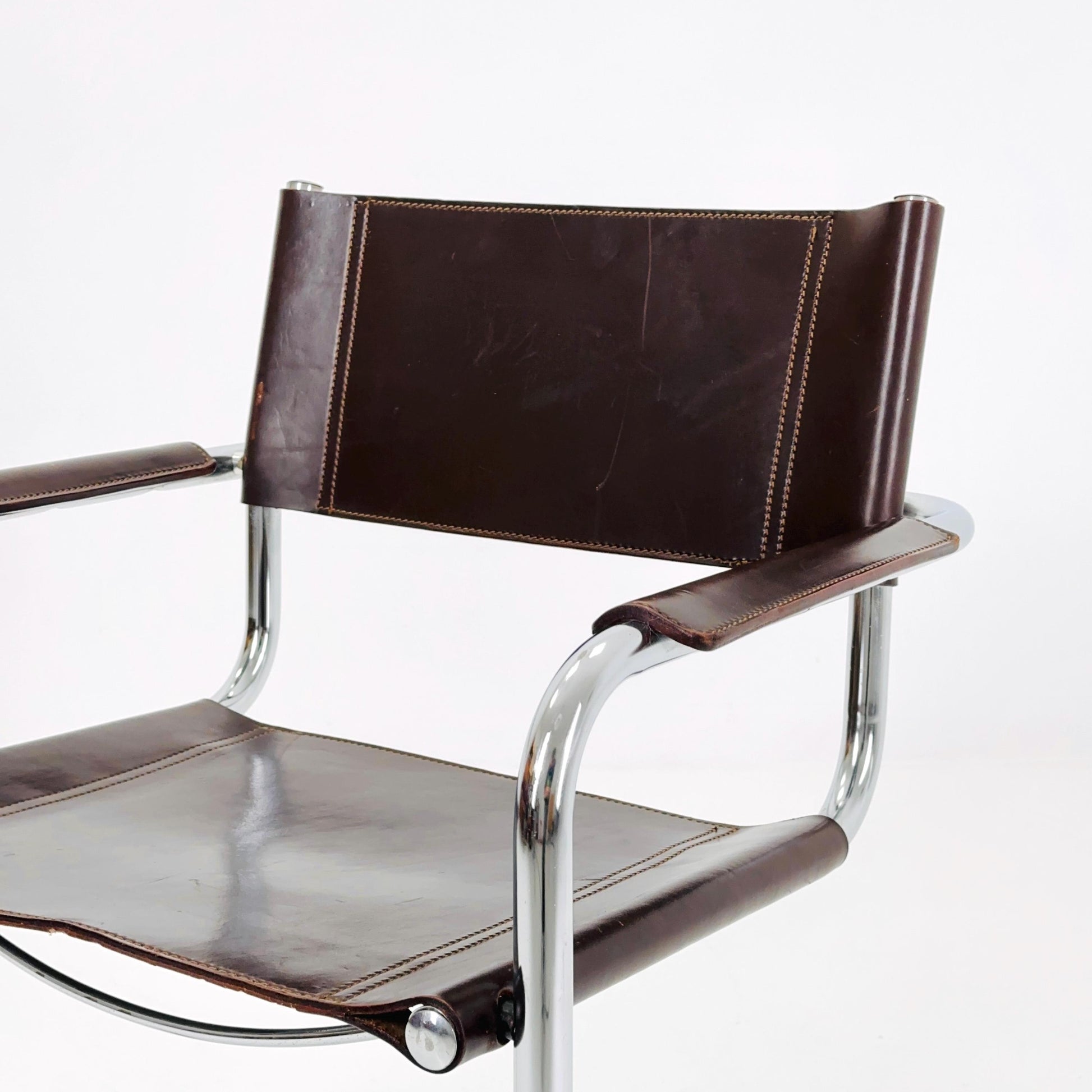 Mid-Century Bauhaus Dark Brown Armchair by Centro Studio Italy, 1980s