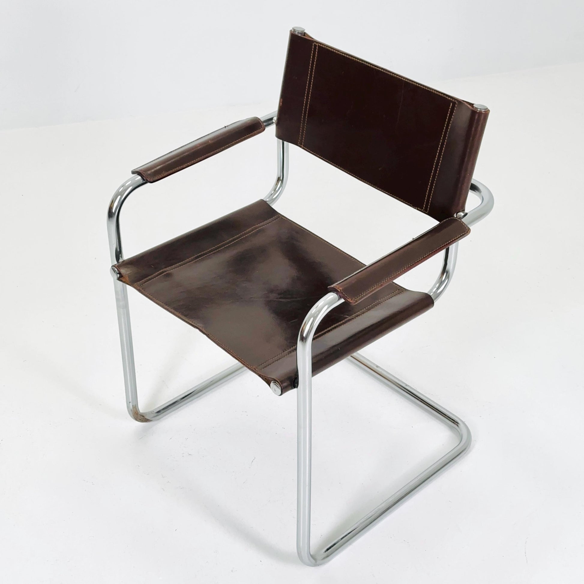 Mid-Century Bauhaus Dark Brown Armchair by Centro Studio Italy, 1980s