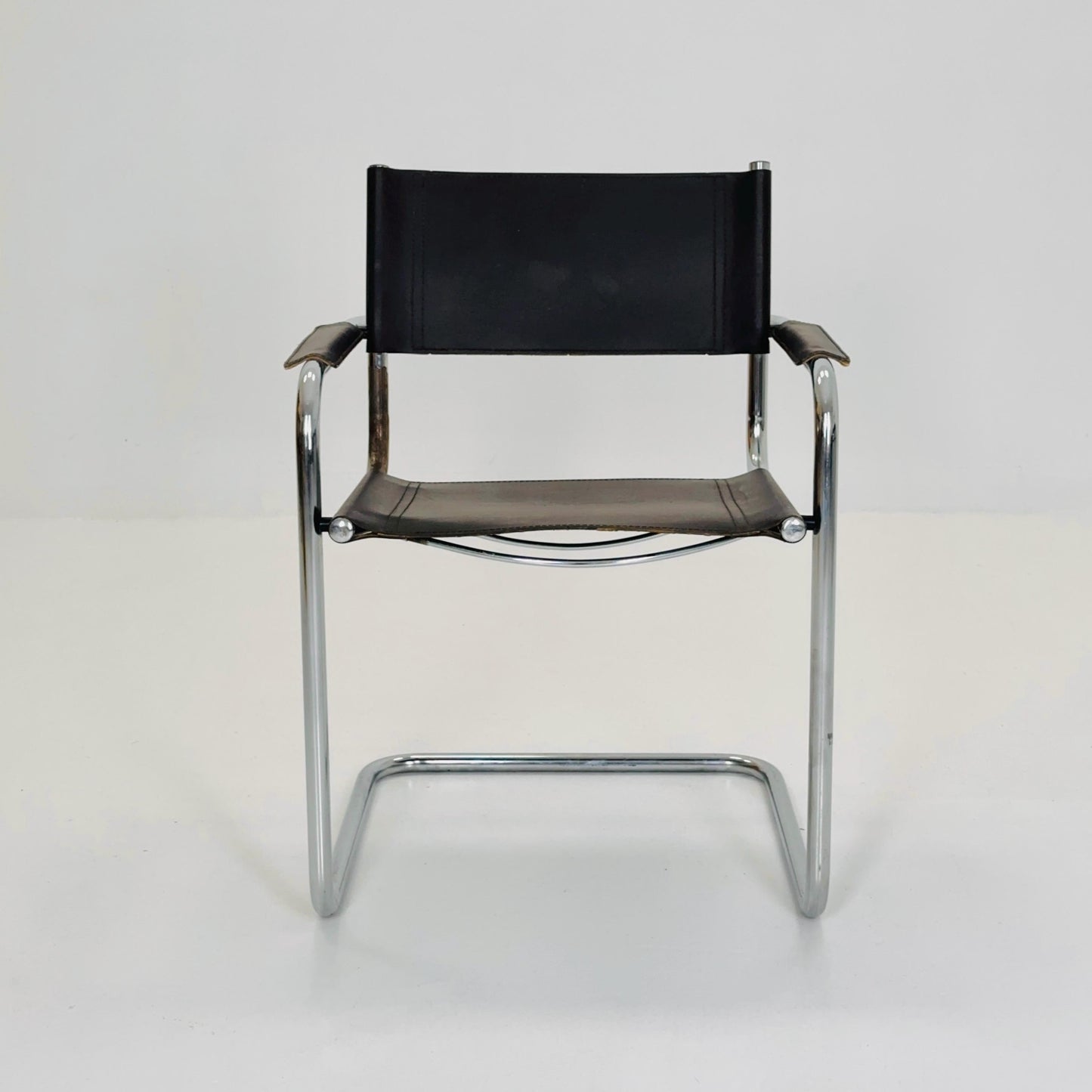 Mid-Century Bauhaus S34 Mart Stam Chocolat Brown armchair Italy, 1980s