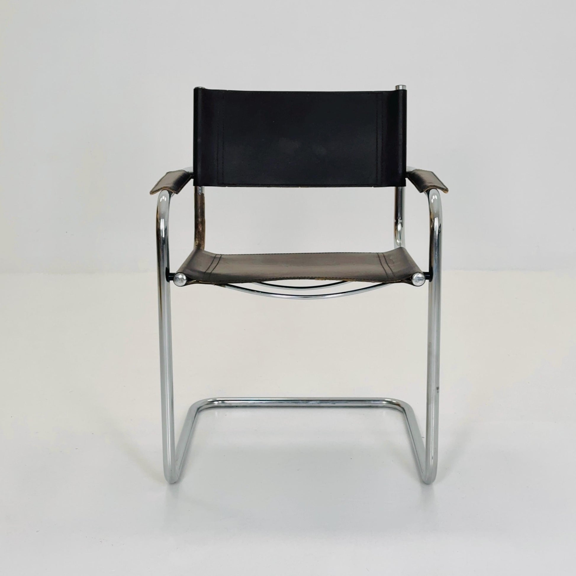 Mid-Century Bauhaus S34 Mart Stam Chocolat Brown armchair Italy, 1980s