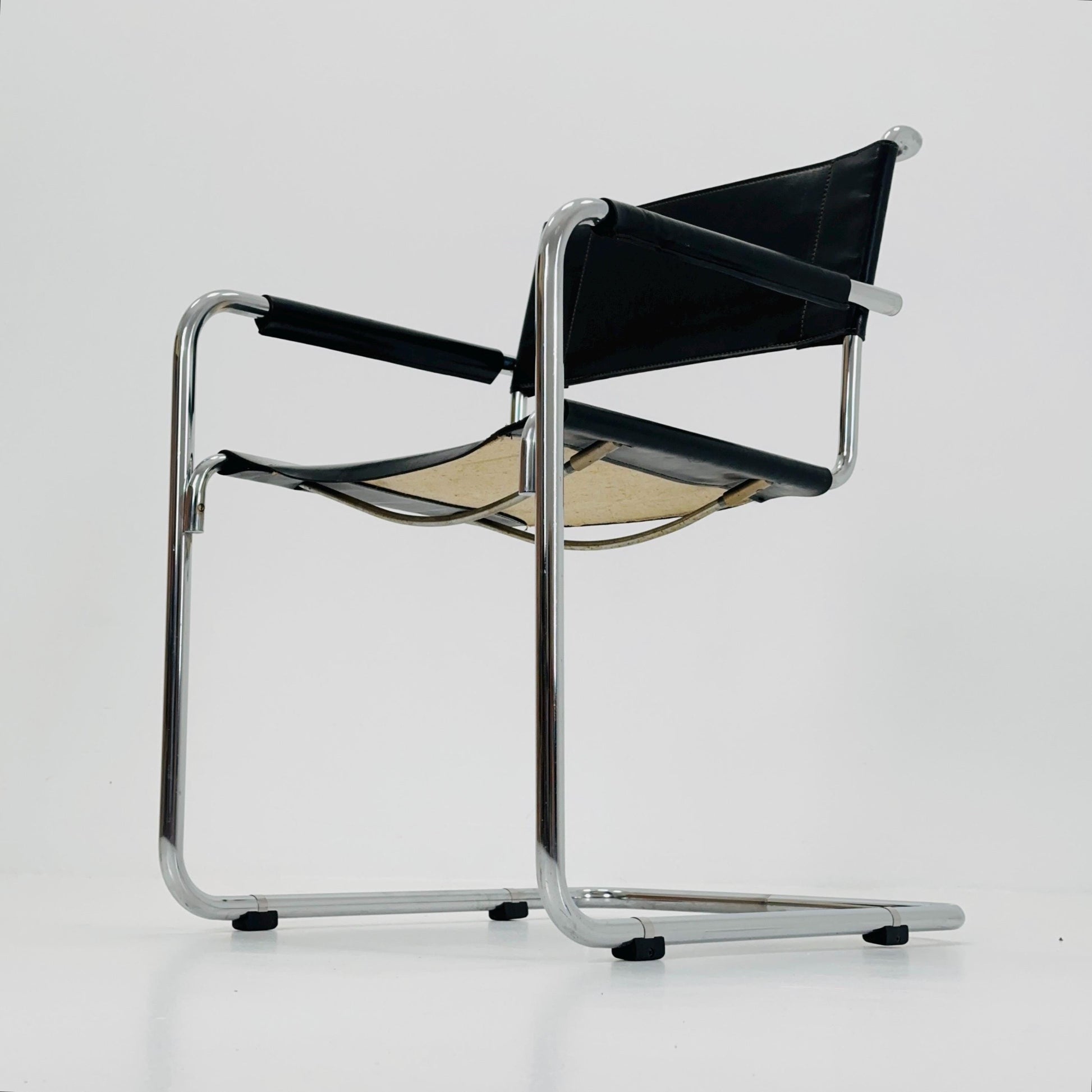 Mid century Black Leather S34 Cantilever Armchair by Mart Stam for Thonet ,1980s