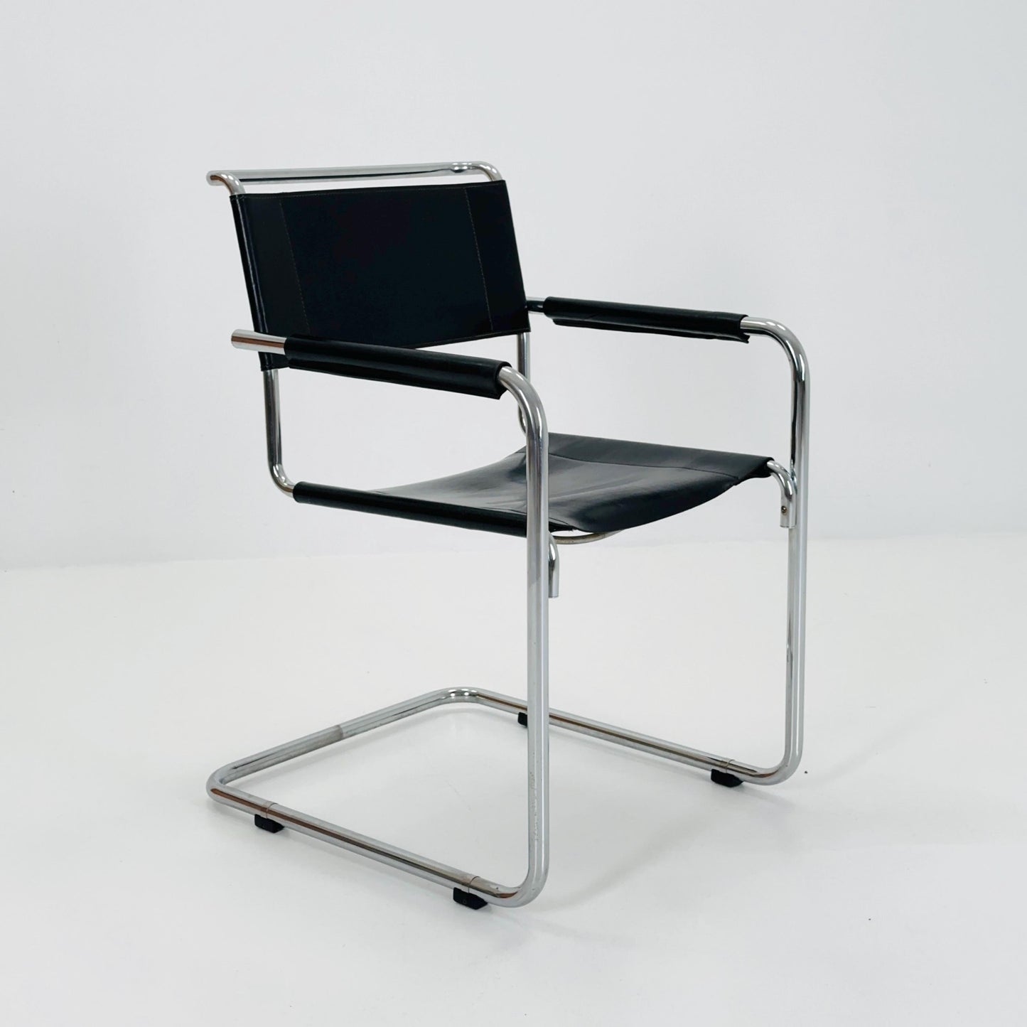 Mid century Black Leather S34 Cantilever Armchair by Mart Stam for Thonet ,1980s