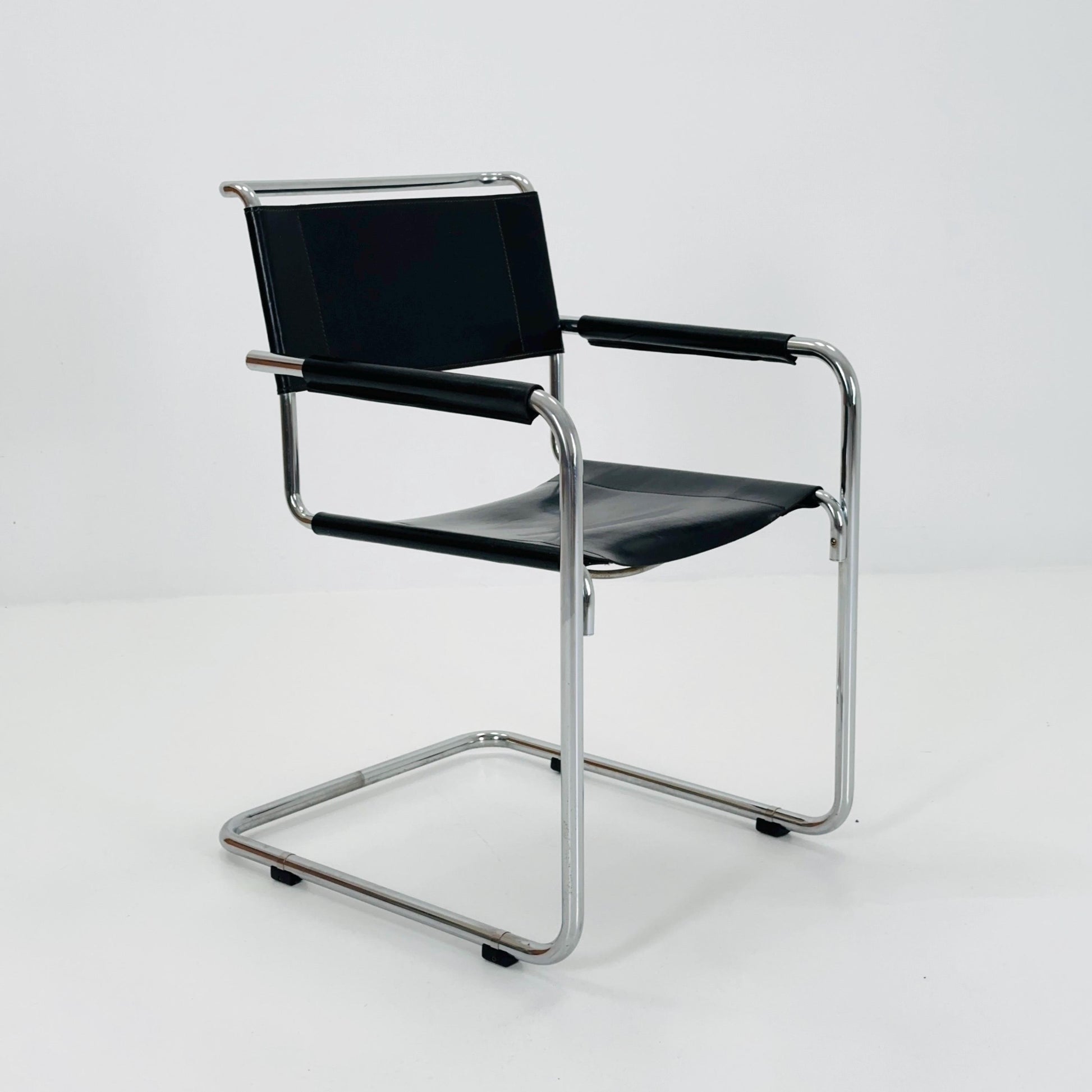 Mid century Black Leather S34 Cantilever Armchair by Mart Stam for Thonet ,1980s