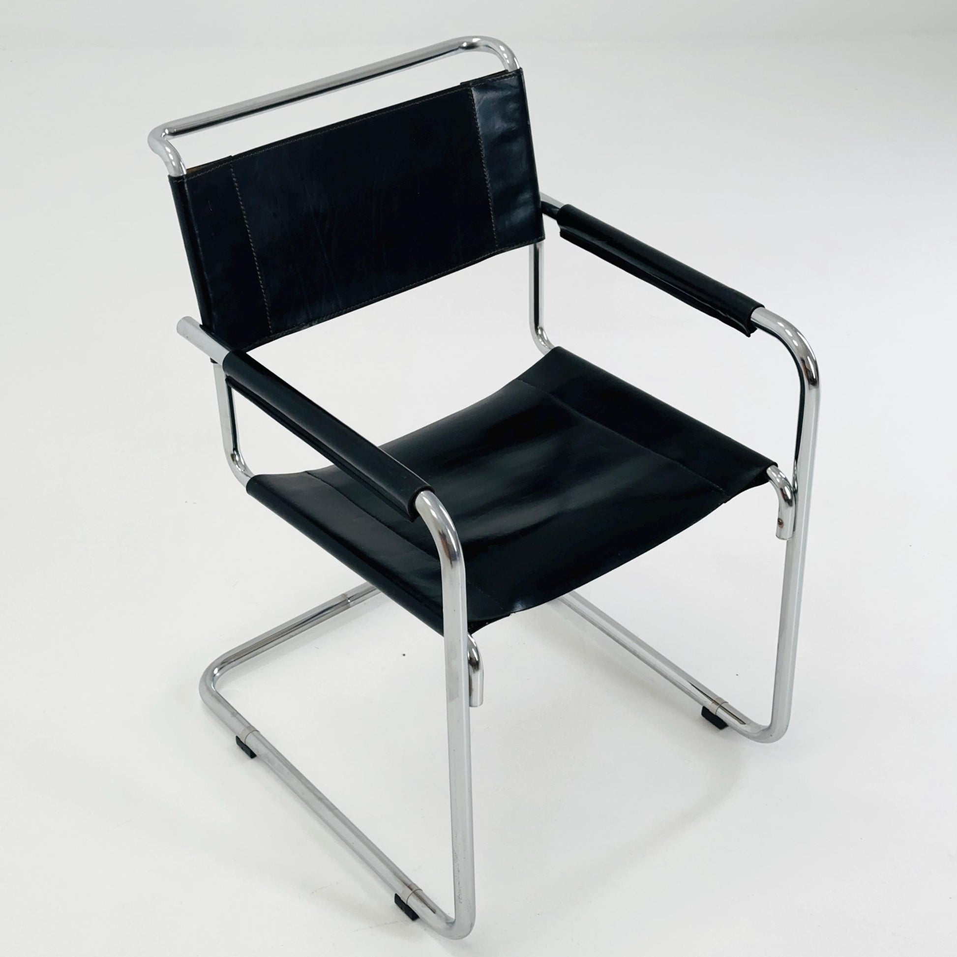 Mid century Black Leather S34 Cantilever Armchair by Mart Stam for Thonet ,1980s