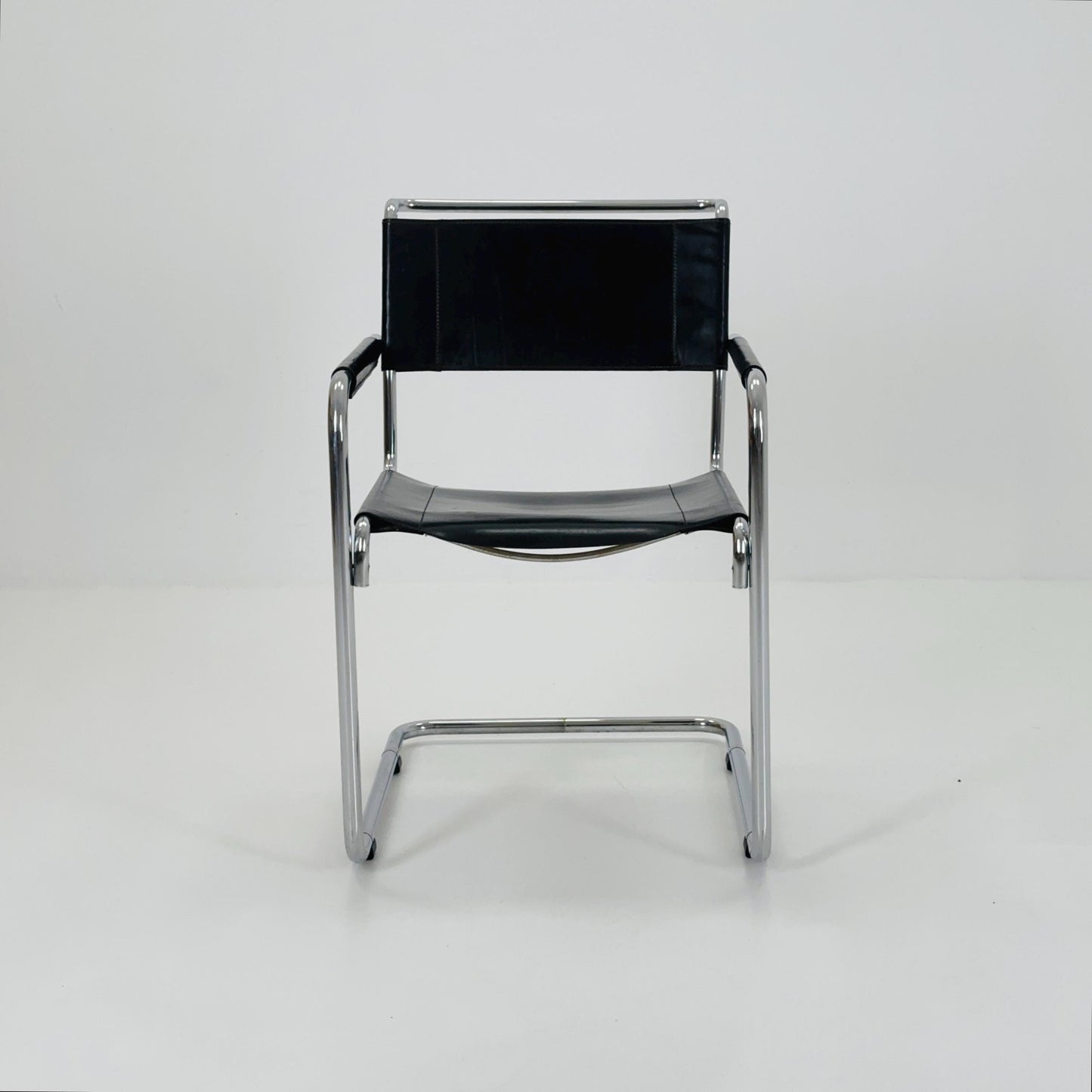 Mid century Black Leather S34 Cantilever Armchair by Mart Stam for Thonet ,1980s