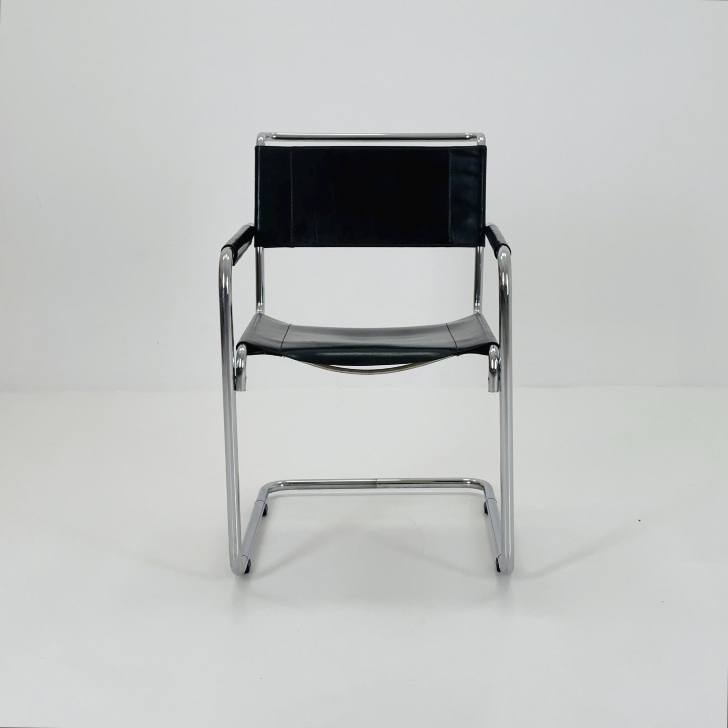 Mid century Black Leather S34 Cantilever Armchair by Mart Stam for Thonet ,1980s