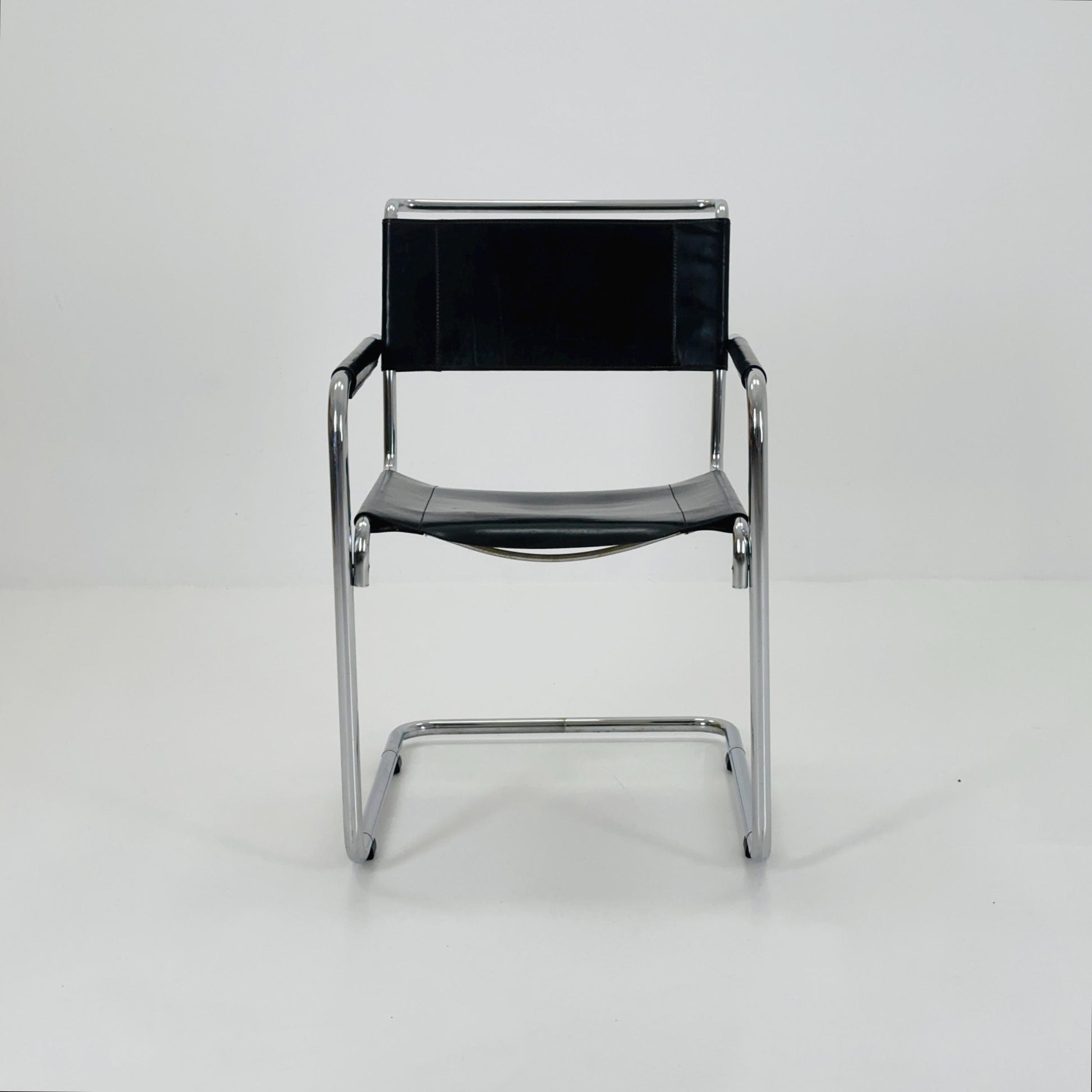 Mid century Black Leather S34 Cantilever Armchair by Mart Stam for Thonet ,1980s