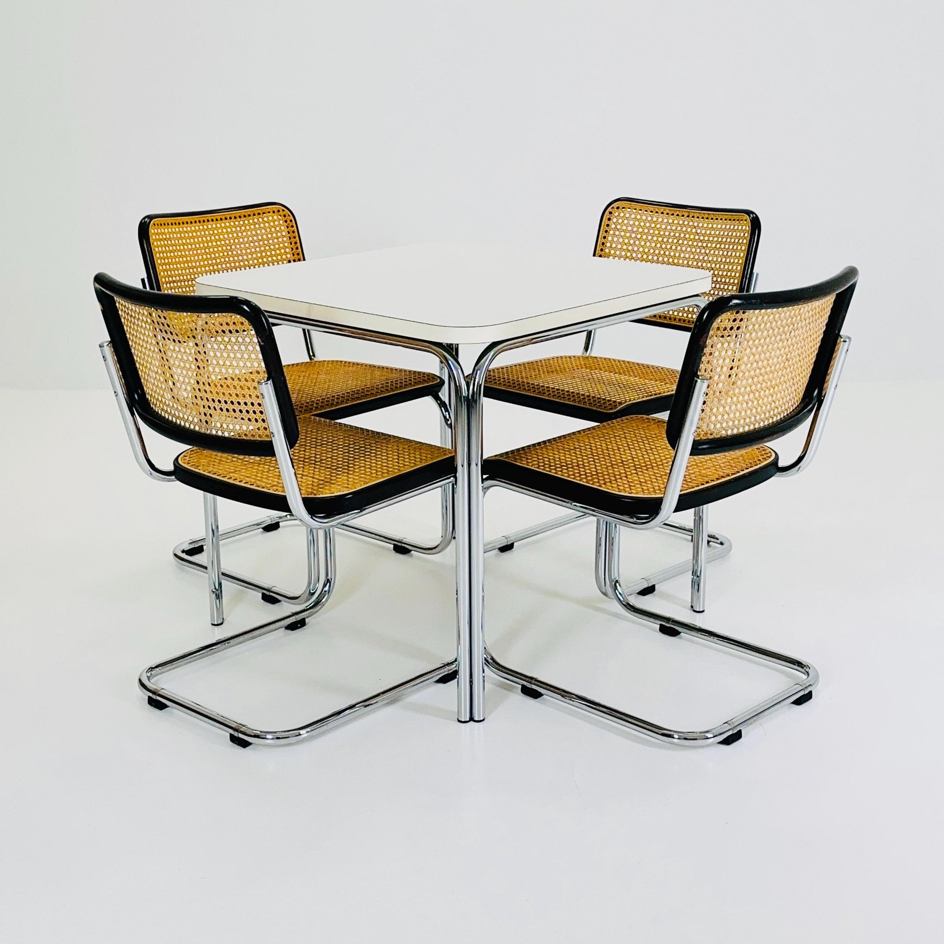 Mid Century Bauhahus White Square Dining Table by Thonet, Germany 1980s