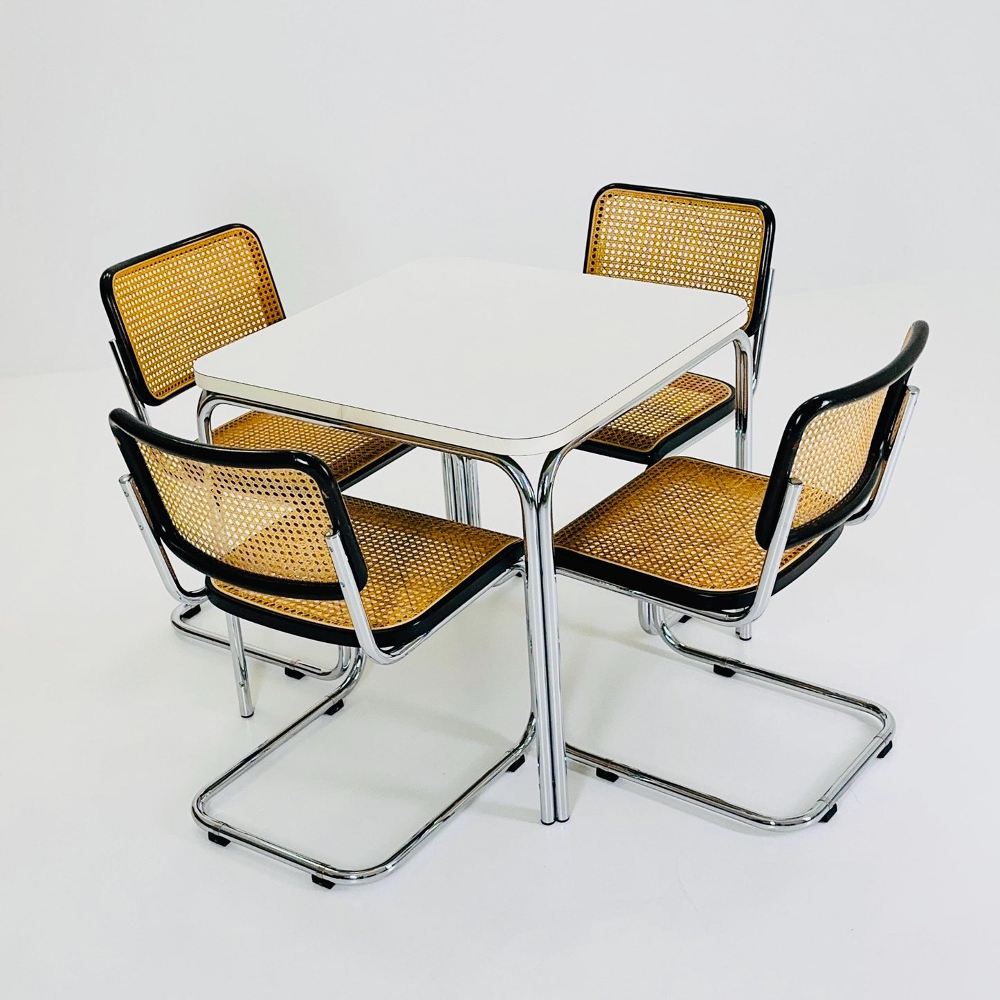 Mid Century Bauhahus White Square Dining Table by Thonet, Germany 1980s