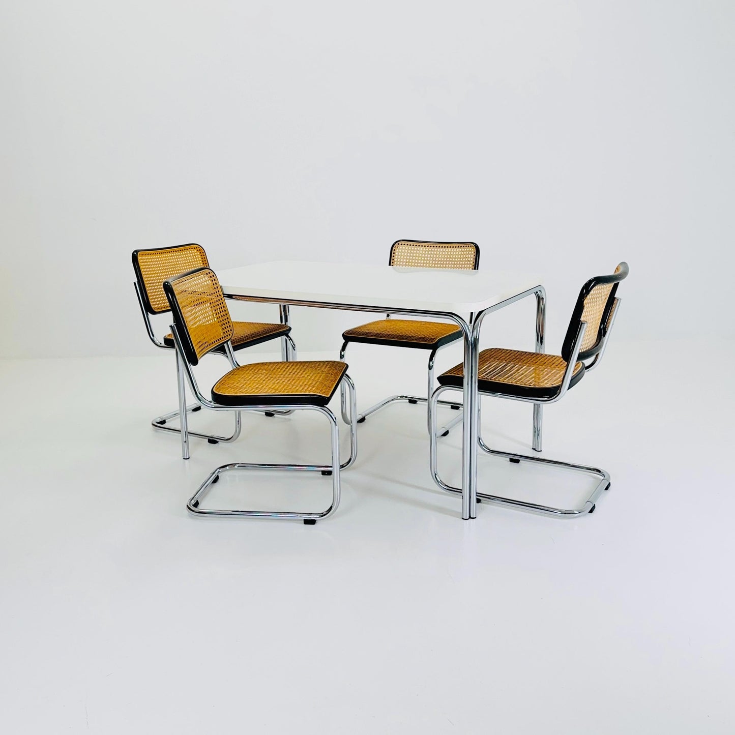 Mid Century Bauhahus White rectangular Dining Table by Thonet, Germany 1980s