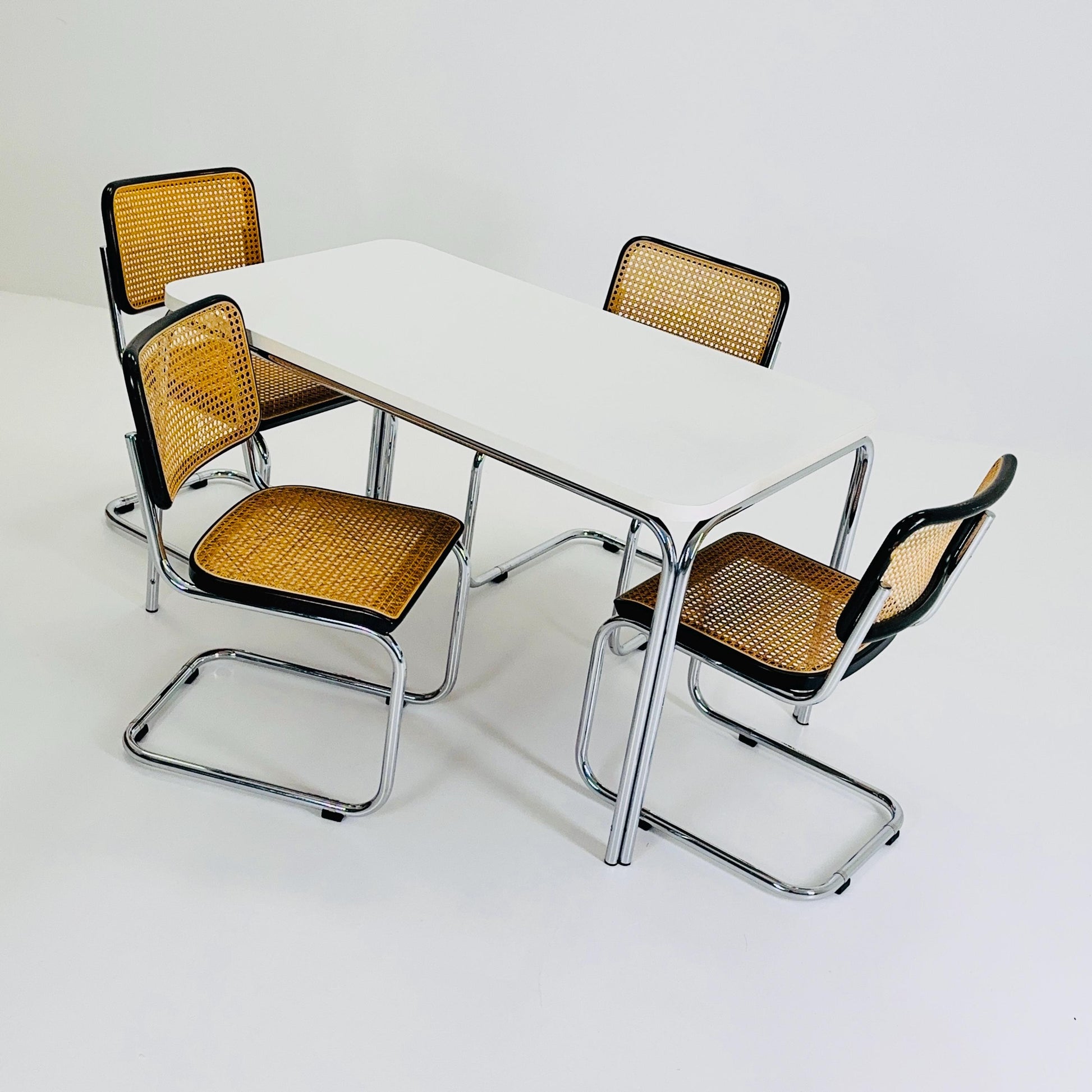 Mid Century Bauhahus White rectangular Dining Table by Thonet, Germany 1980s