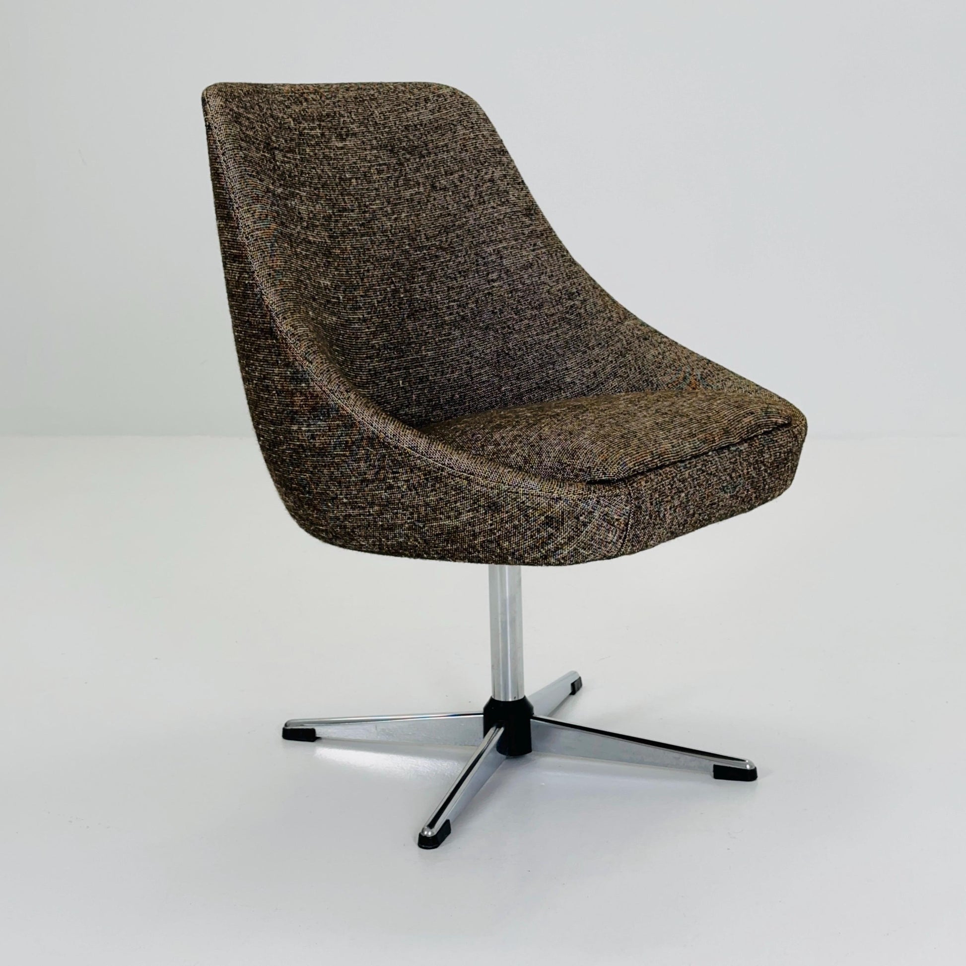 Mid Century Modern Brown Swivel Egg Chair – Vintage 1970s Germany