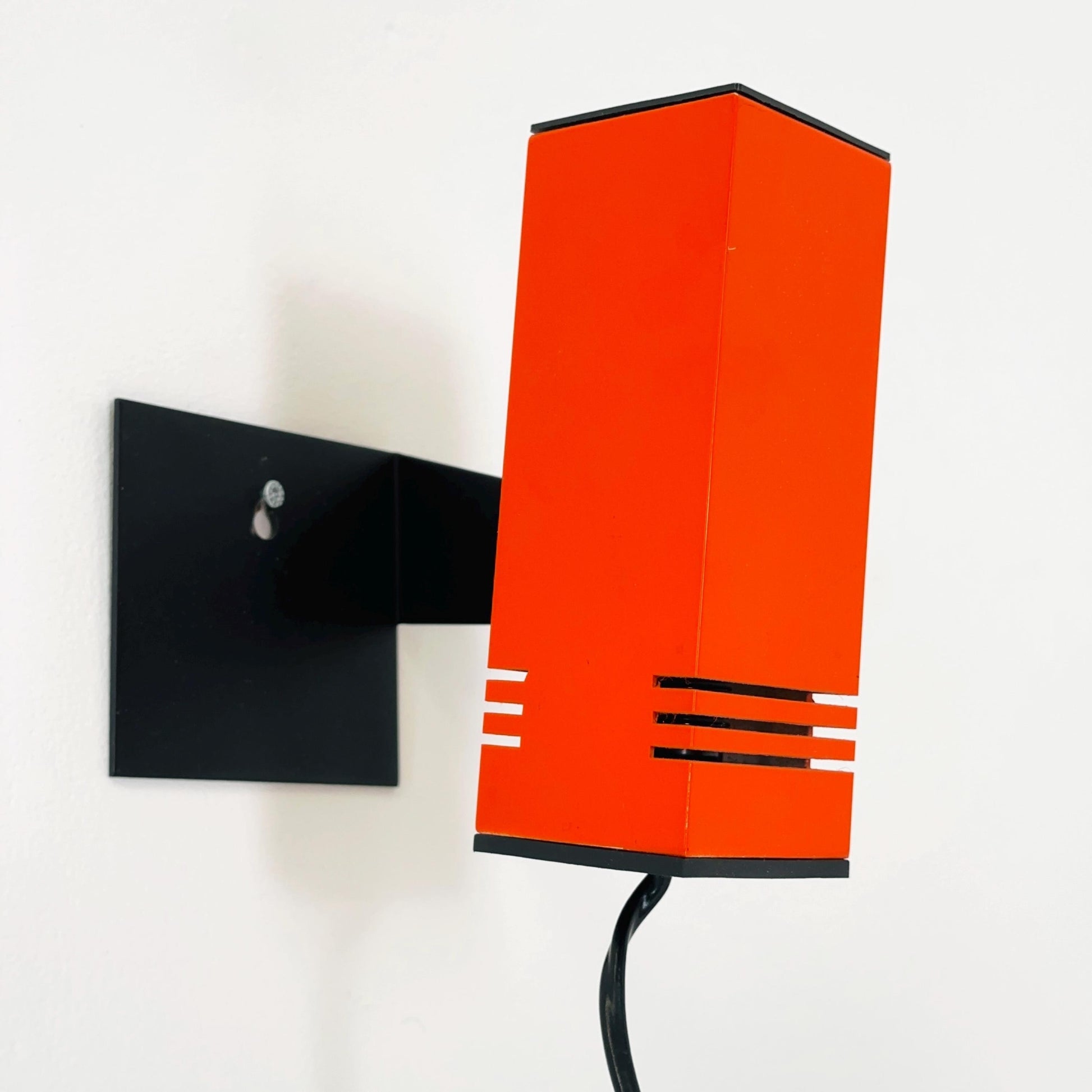 set of 2 mid century Spaceage orange and Black Metal Wall Lamp from Brilliant-Leuchten, 1970s Germany