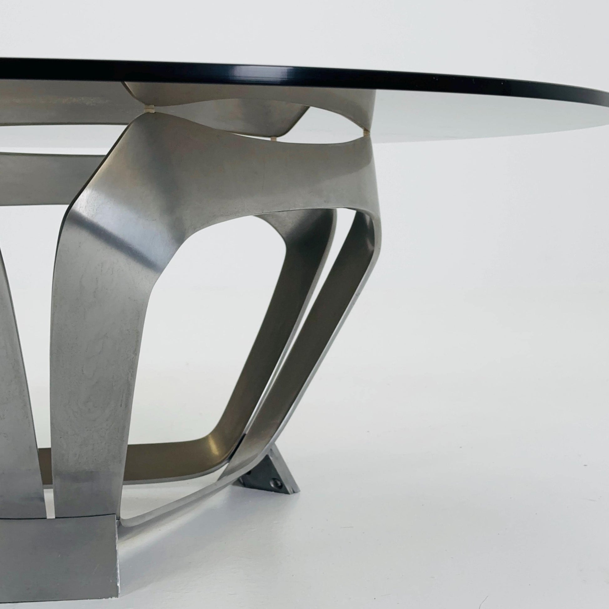 Mid Century Aluminum & Smoked Glass Coffee Table by Knut Hesterberg for Ronald Schmitt, Germany, 1970s