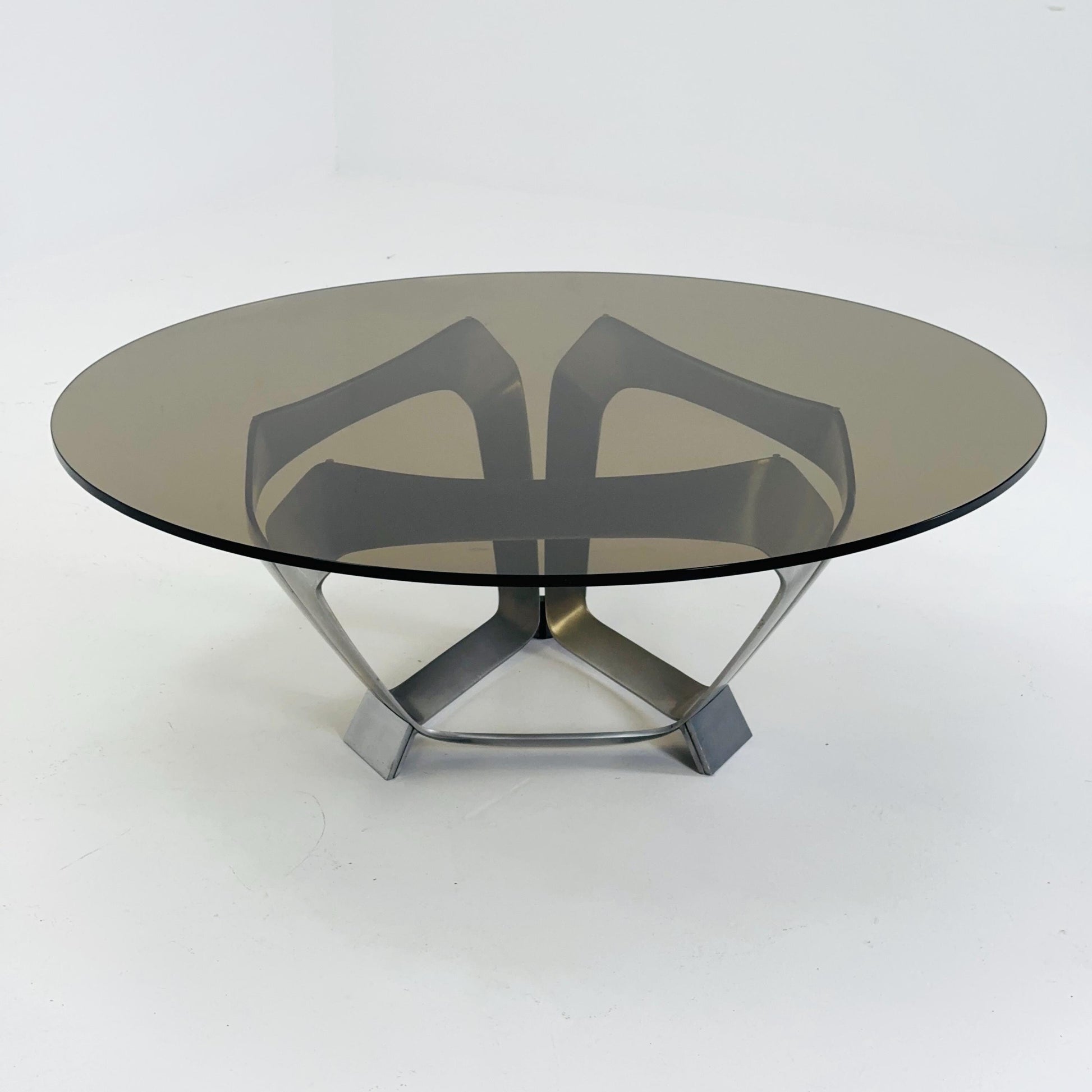 Mid Century Aluminum & Smoked Glass Coffee Table by Knut Hesterberg for Ronald Schmitt, Germany, 1970s