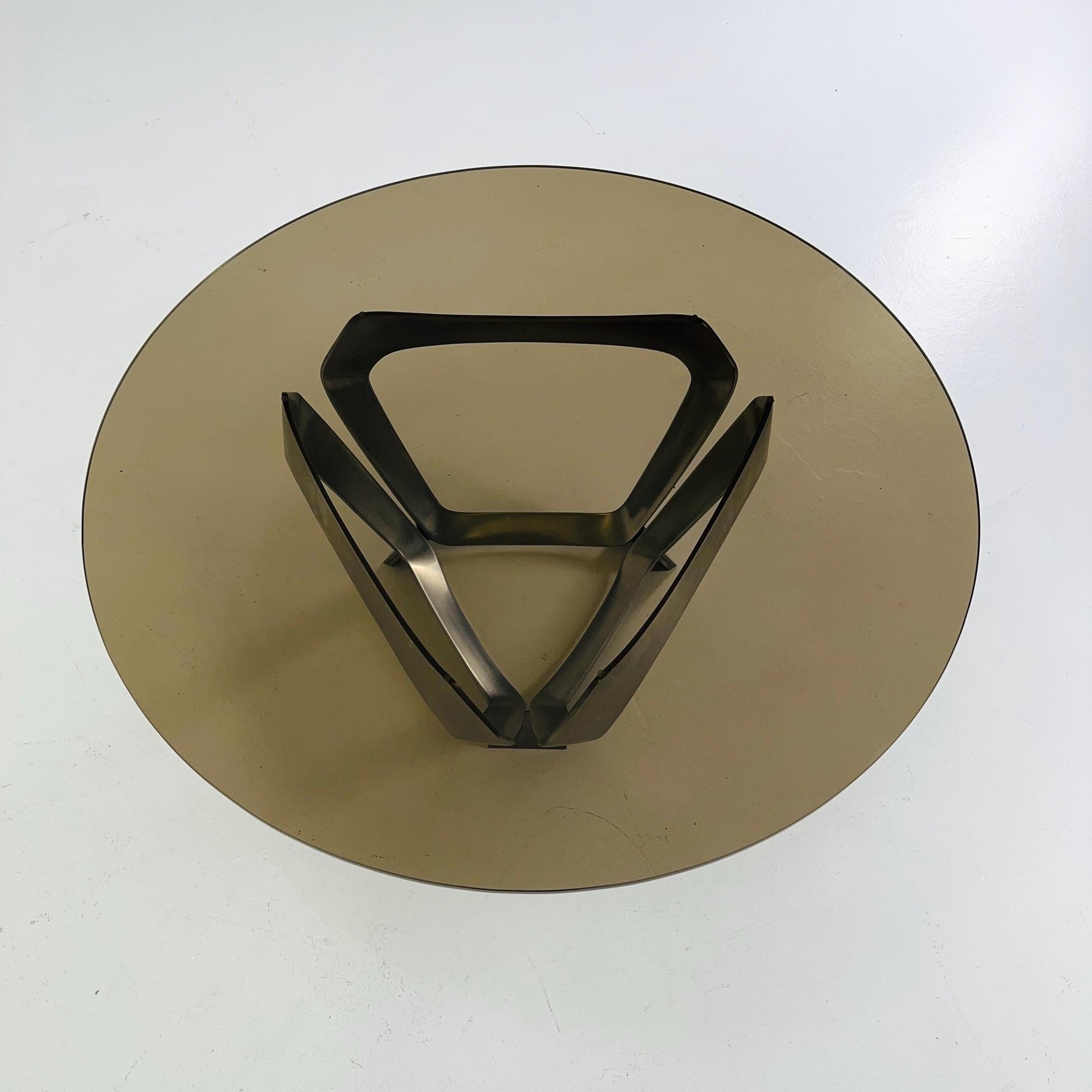 Mid Century Aluminum & Smoked Glass Coffee Table by Knut Hesterberg for Ronald Schmitt, Germany, 1970s
