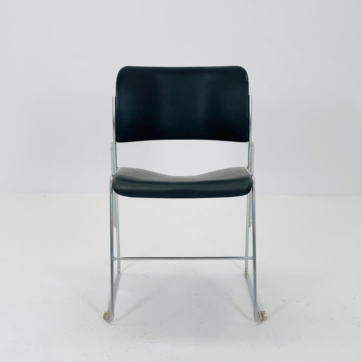 Mid Century David Rowland 40/4 Black & Chrome Stacking Side Chair by GF, USA 1970s