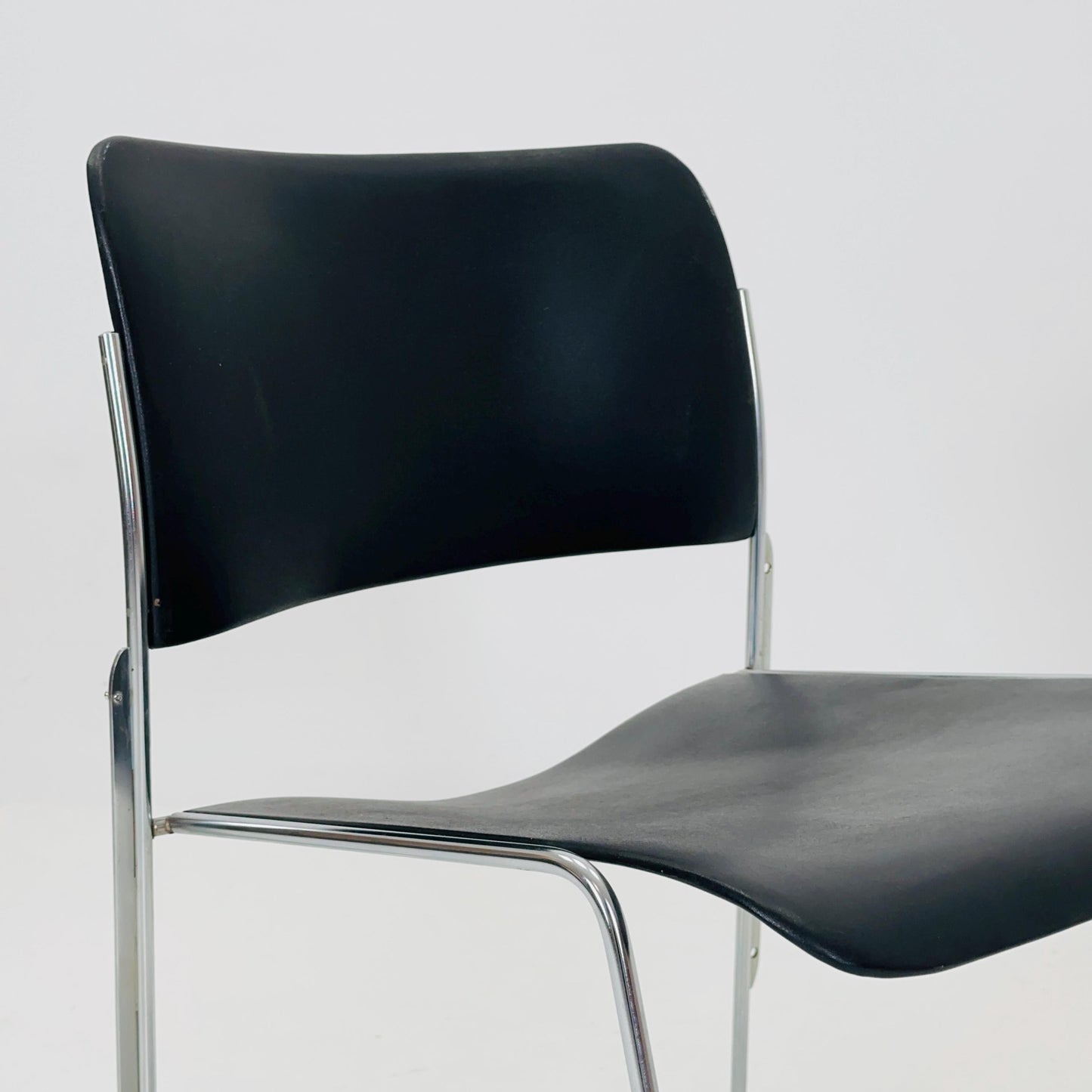 Mid Century David Rowland 40/4 Black & Chrome Stacking Side Chair by GF, USA 1970s