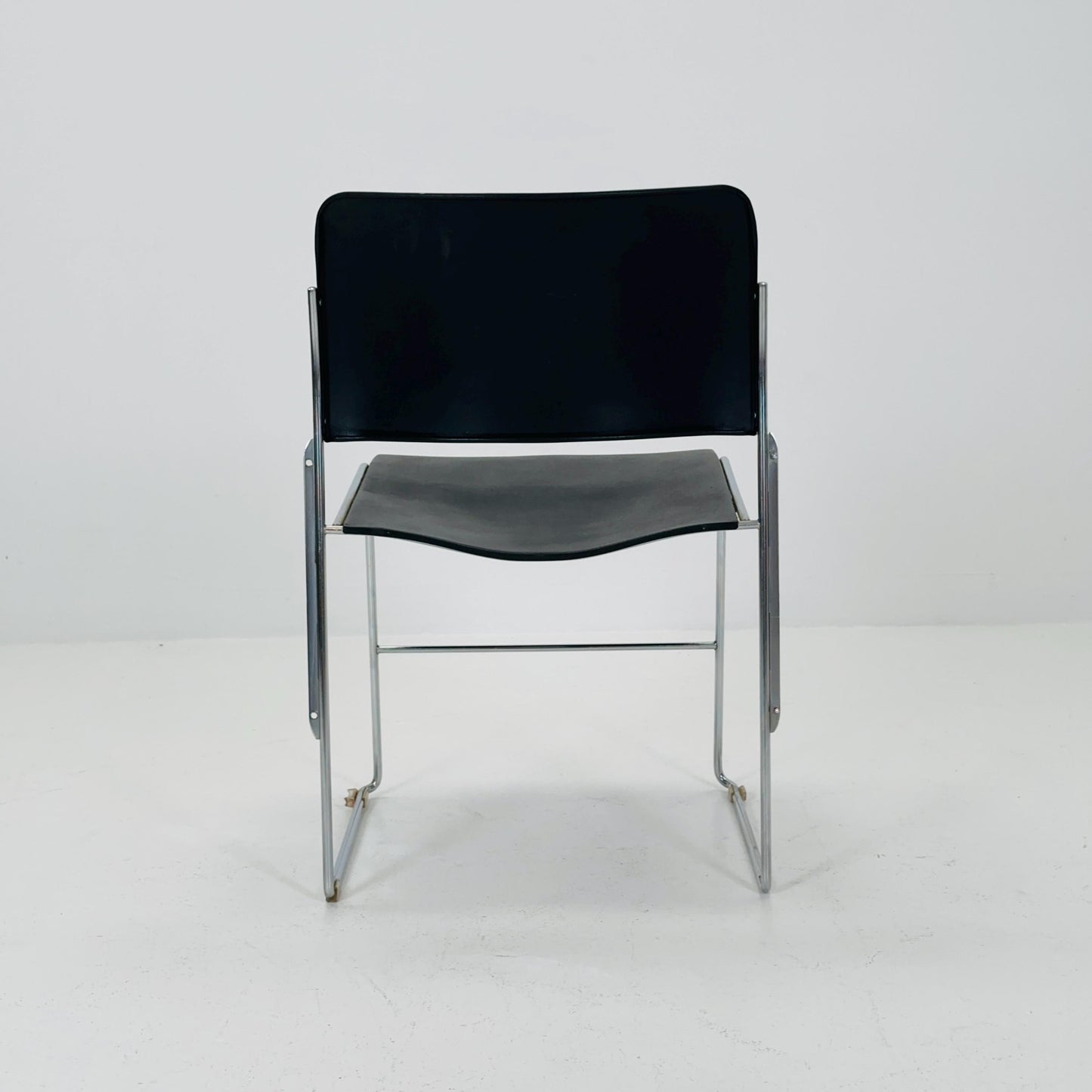 Mid Century David Rowland 40/4 Black & Chrome Stacking Side Chair by GF, USA 1970s