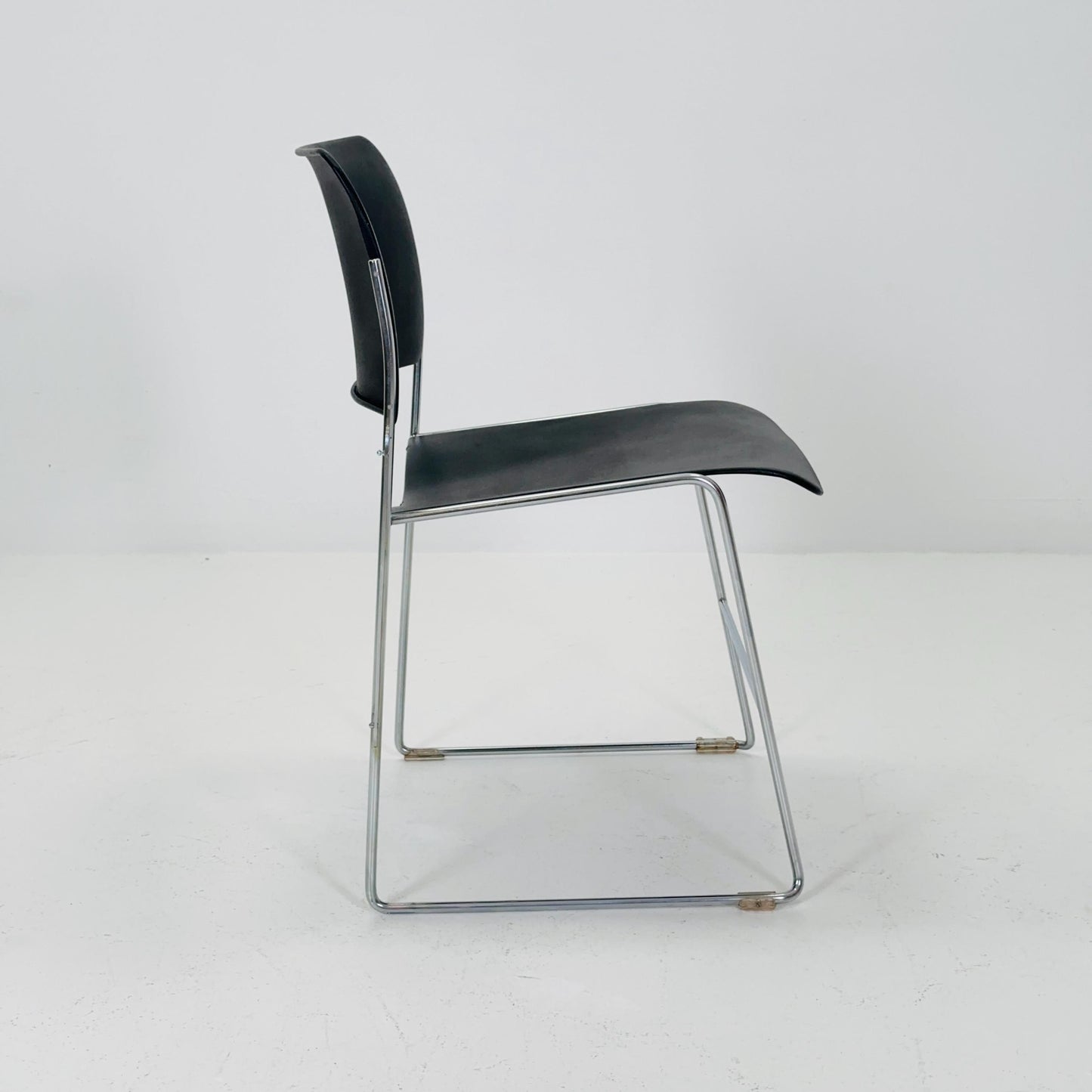 Mid Century David Rowland 40/4 Black & Chrome Stacking Side Chair by GF, USA 1970s