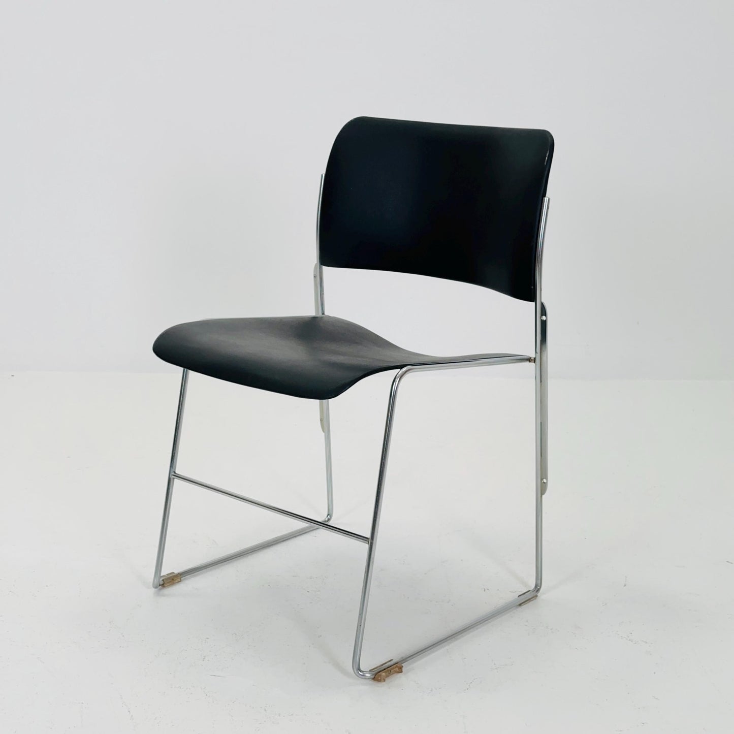 Mid Century David Rowland 40/4 Black & Chrome Stacking Side Chair by GF, USA 1970s