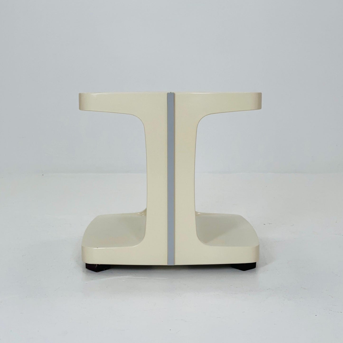 Space age mid century White & Brown Plastic Bar -Side Table by Marc Held, with Smoked Glass Top 1970s