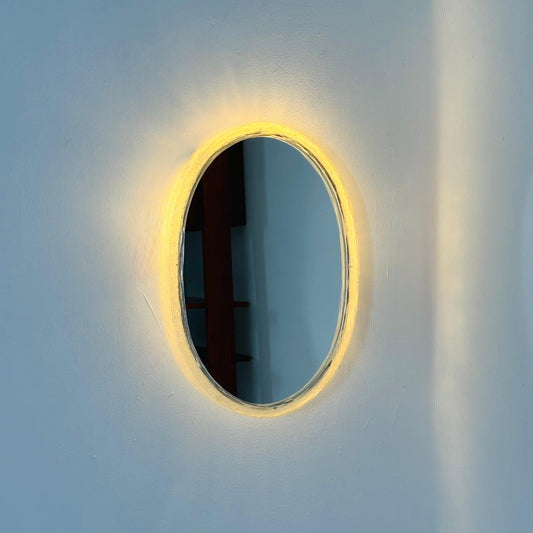 Mid-Century Large Oval Backlit Mirror by Rudolf Zimmermann for Bamberg, Germany, 1970s