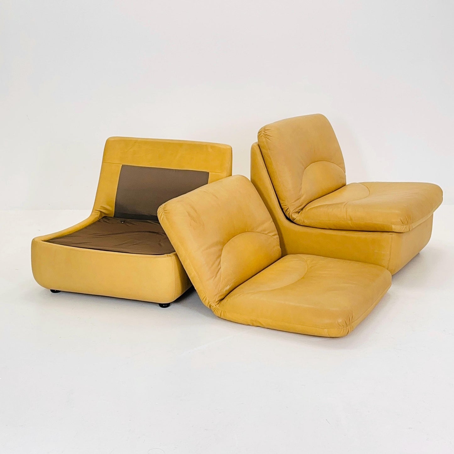 1 of 2 Mid-Century Leather Lounge Chair by Dreipunkt International, Germany, 1970s