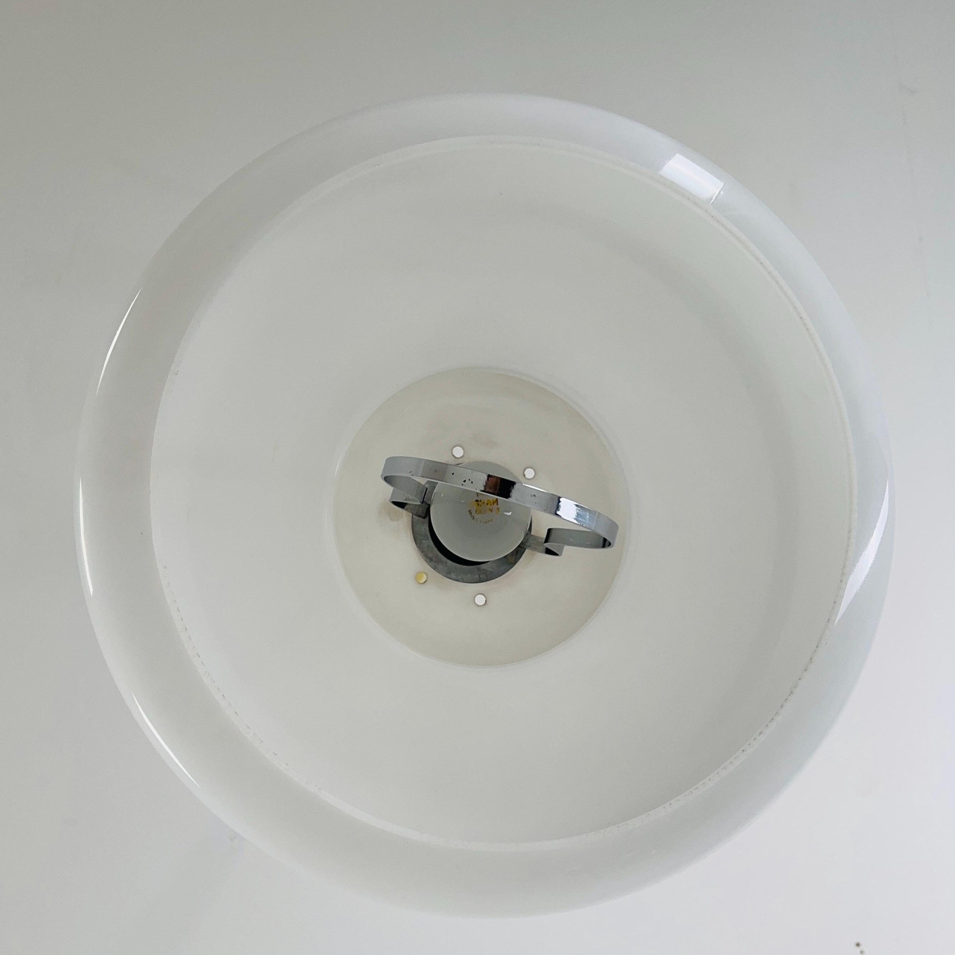 Mid Century Modern Spaceage Adjustable Pendant Light – White Plexiglass Shade , Ceiling Lamp Germany 1970s