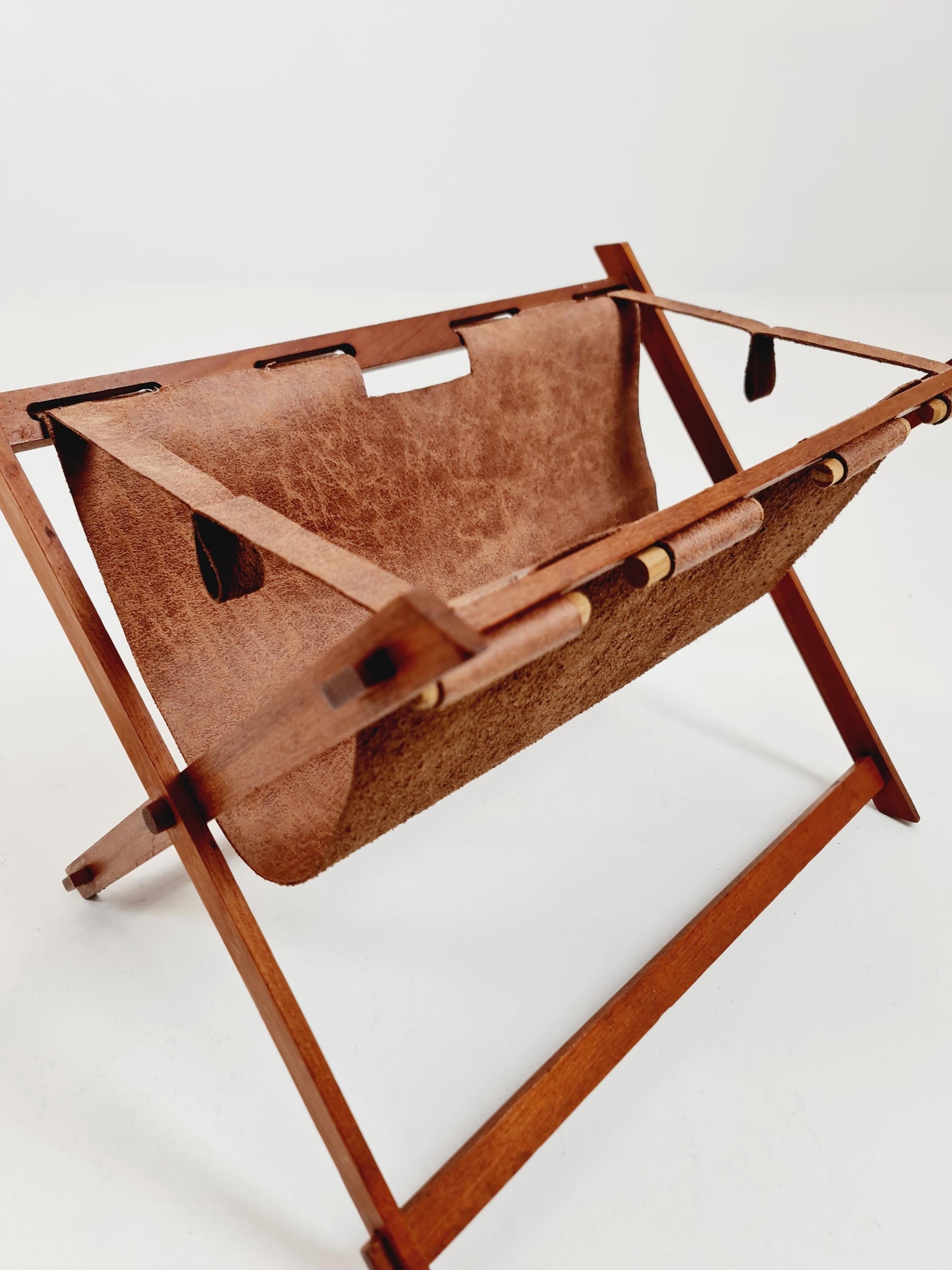 Danish Mid century Solid teak magazine rack , 1960s