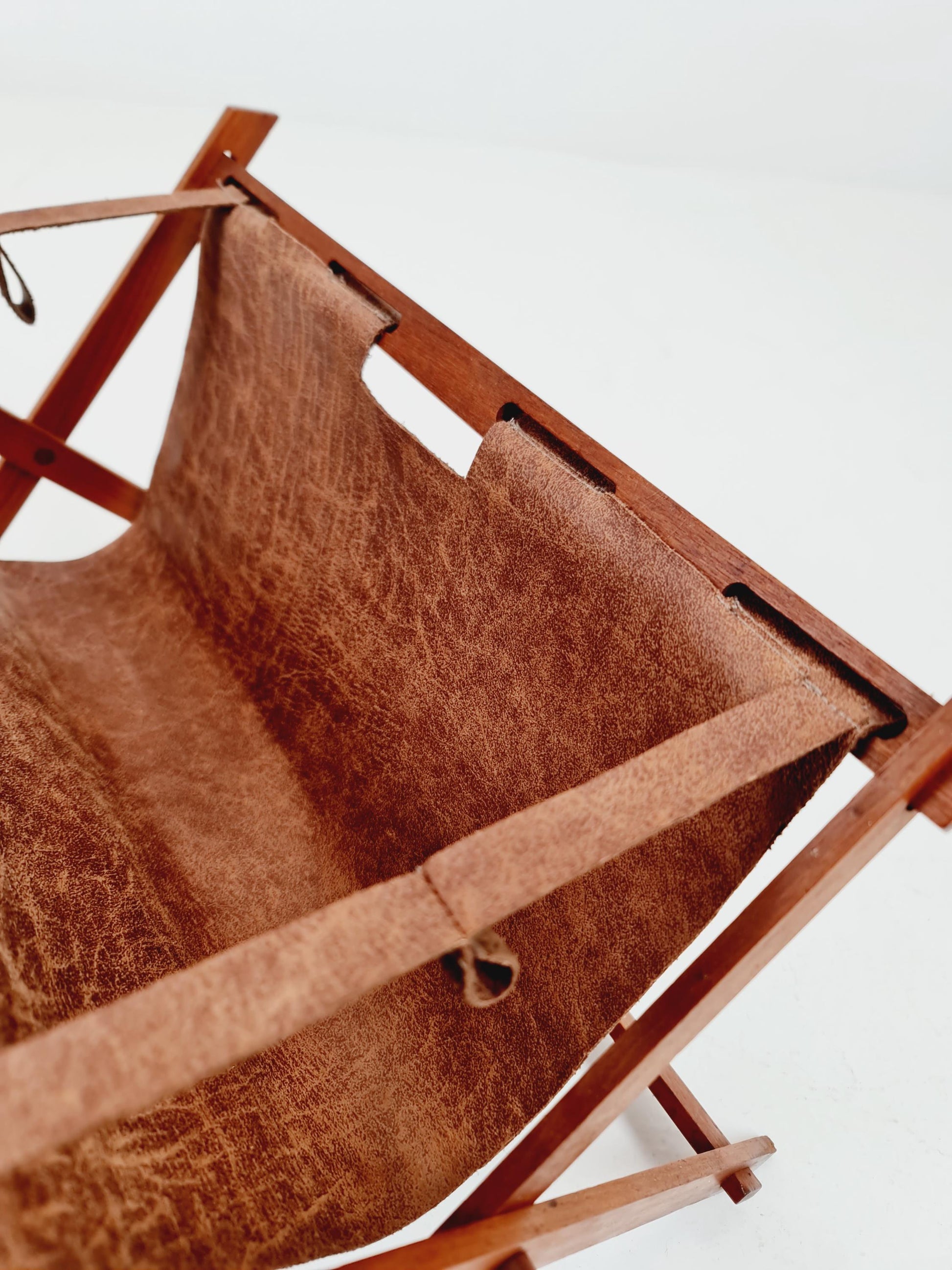 Danish Mid century Solid teak magazine rack , 1960s