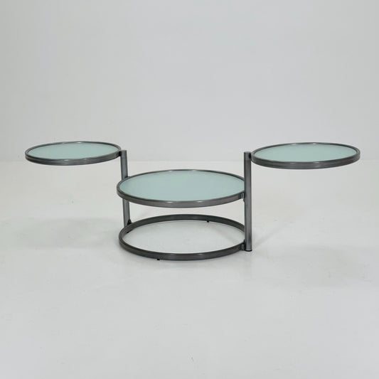 Mid Century coffee table with 3 swivel levels by Milo Baughman Italy 1970s
