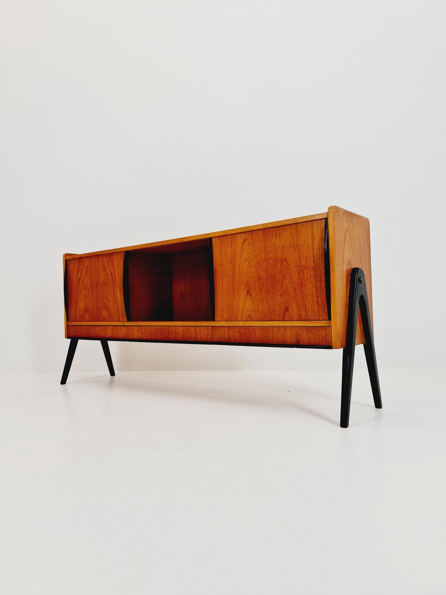 Rare Mid century Swedish Teak small low Sideboard by Bengt Ruda for Nordiska Kompaniet , 1960s