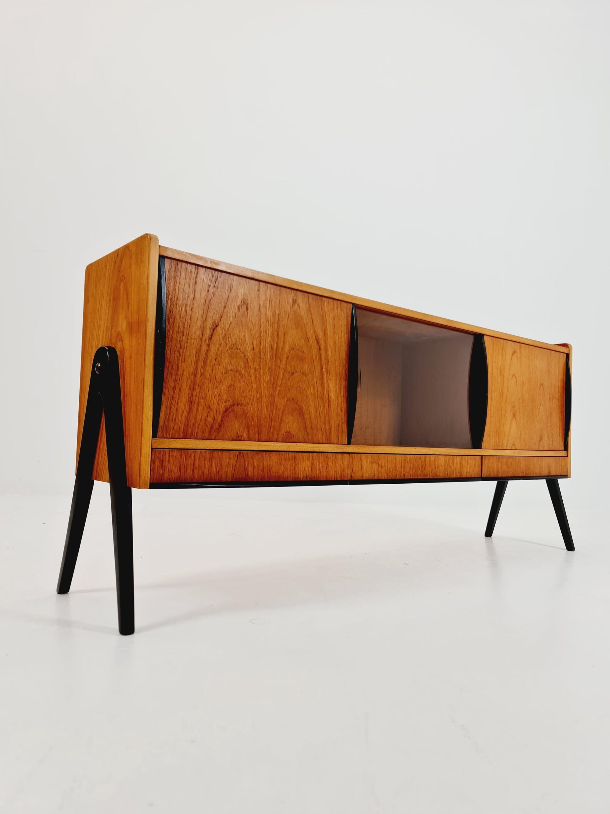 Rare Mid century Swedish Teak small low Sideboard by Bengt Ruda for Nordiska Kompaniet , 1960s
