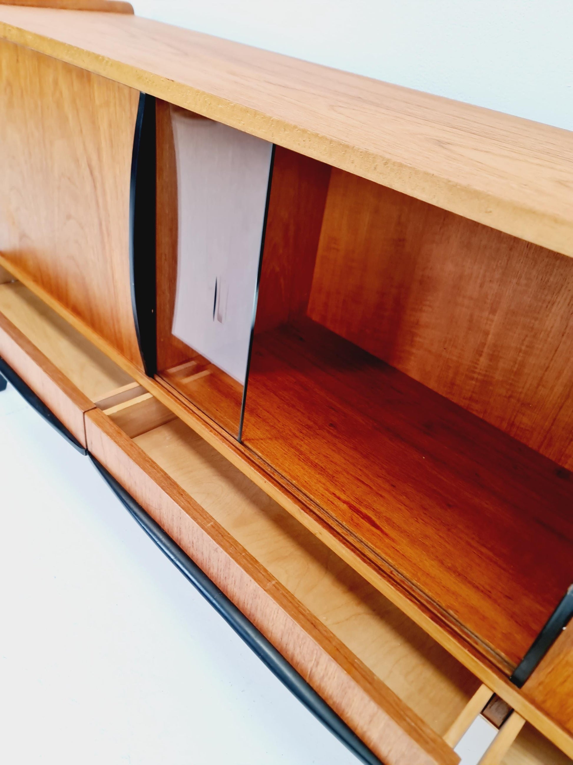 Rare Mid century Swedish Teak small low Sideboard by Bengt Ruda for Nordiska Kompaniet , 1960s