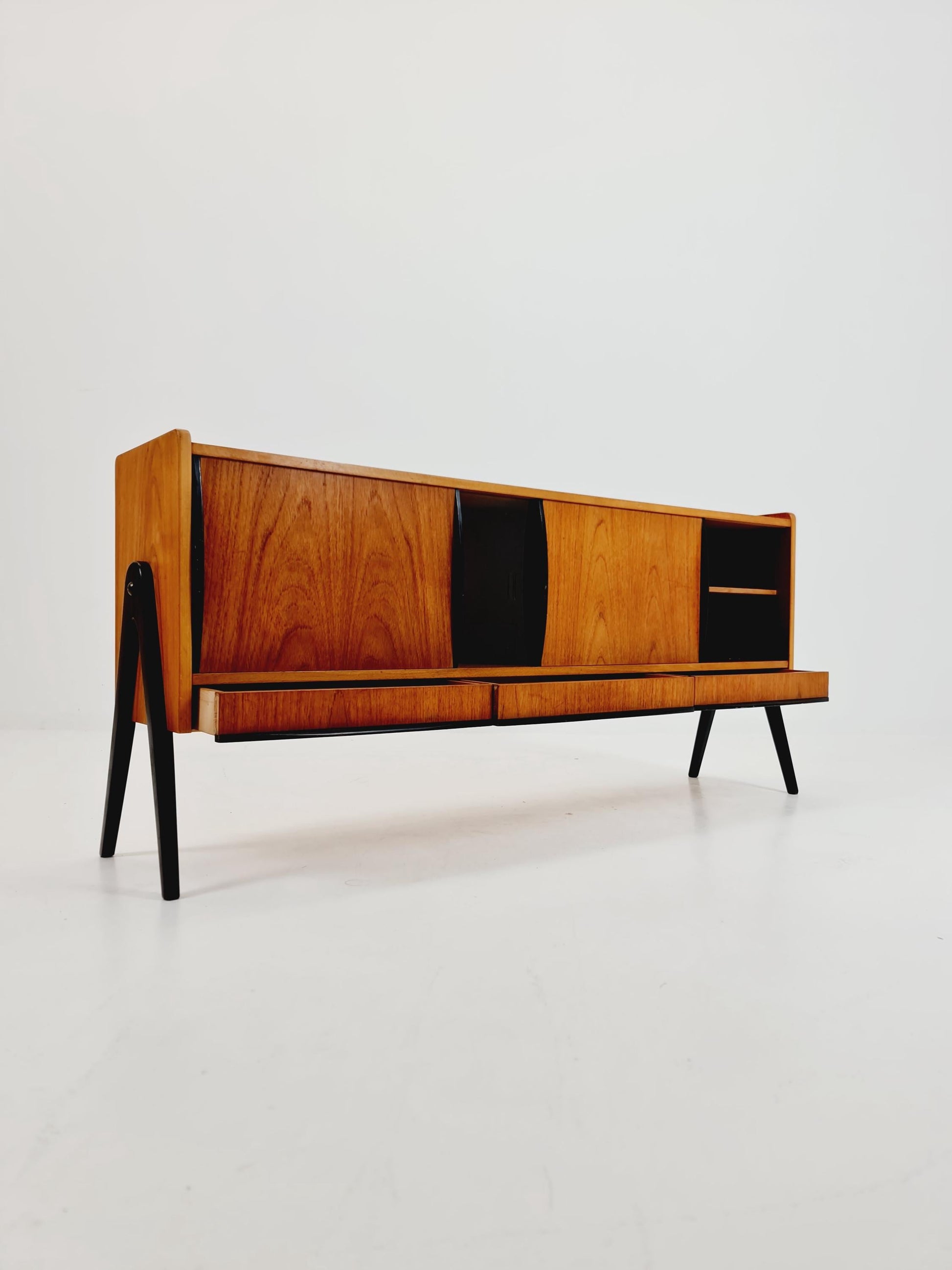 Rare Mid century Swedish Teak small low Sideboard by Bengt Ruda for Nordiska Kompaniet , 1960s