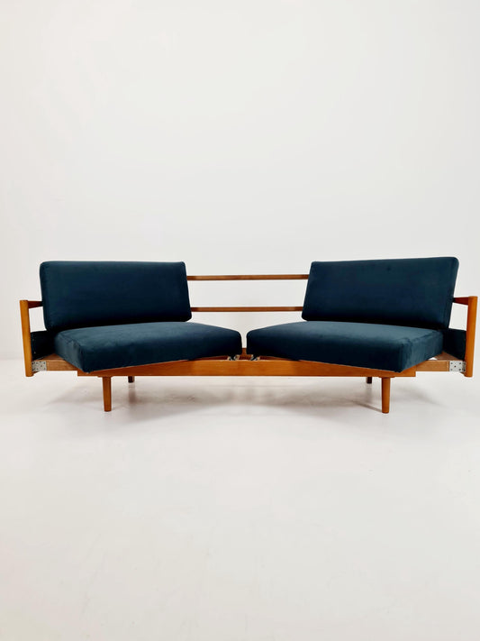 Rare Midcentury Stella Sofa Ash wood Daybed By Walter knoll , Germany, 1950s