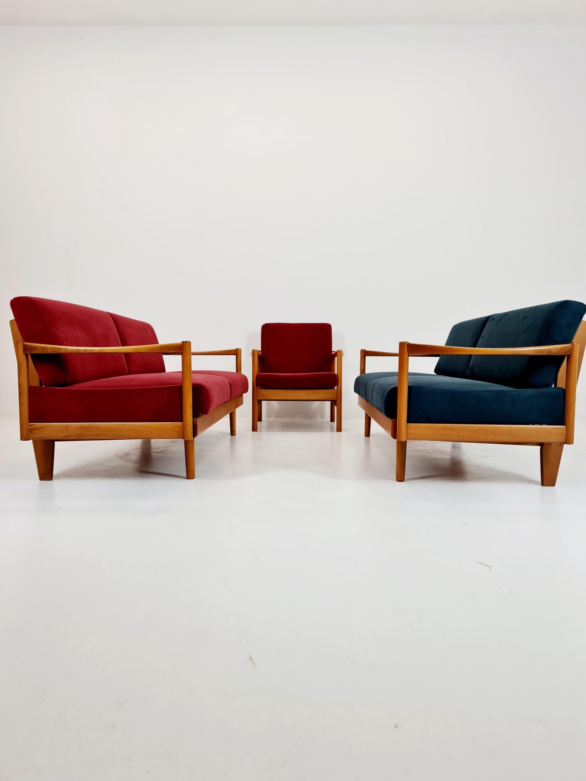 Rare Midcentury Stella Sofa Ash wood Daybed By Walter knoll , Germany, 1950s