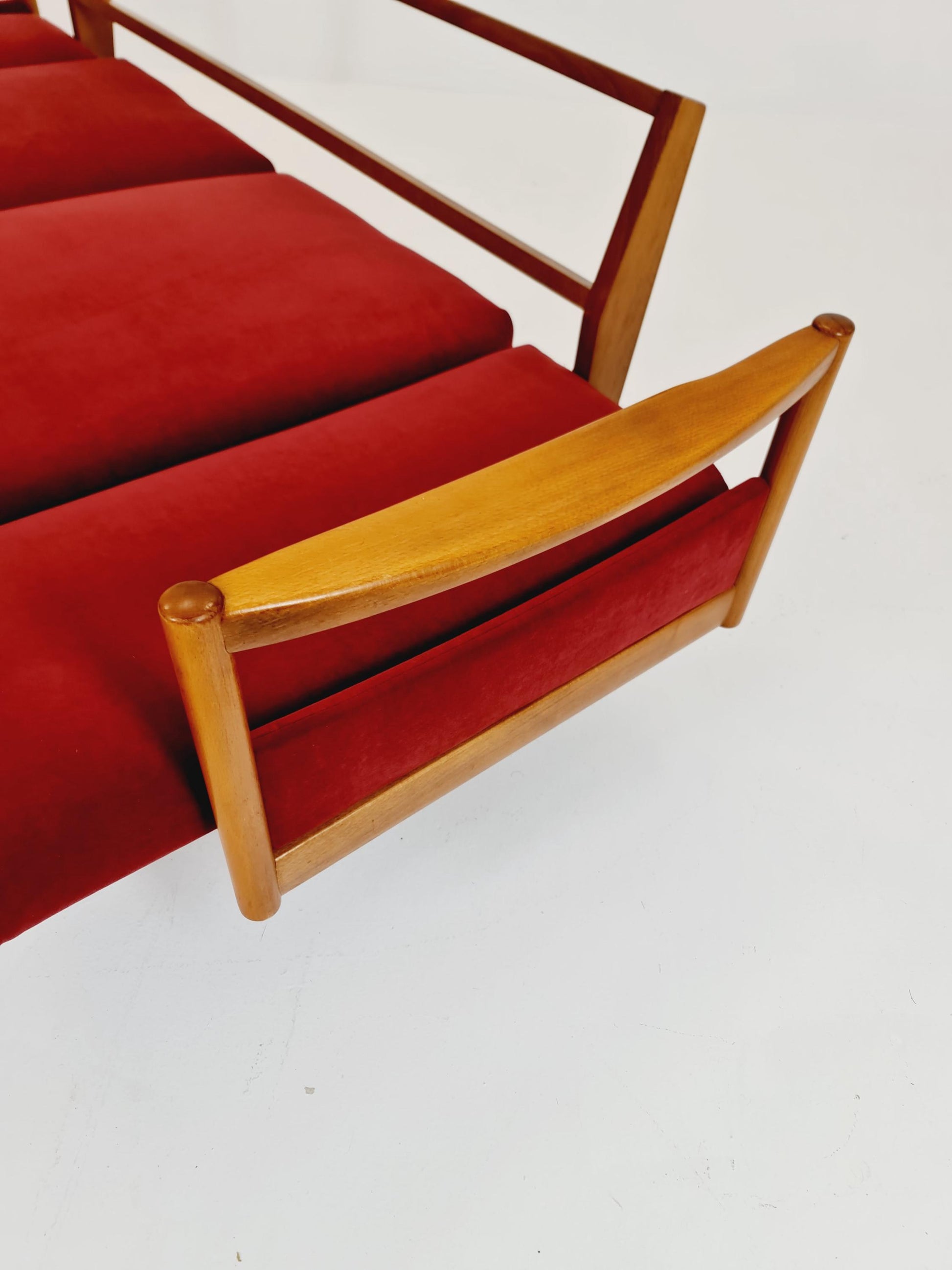 Rare Midcentury Stella Sofa Ash wood Daybed By Walter knoll , set with armchair Germany, 1950s