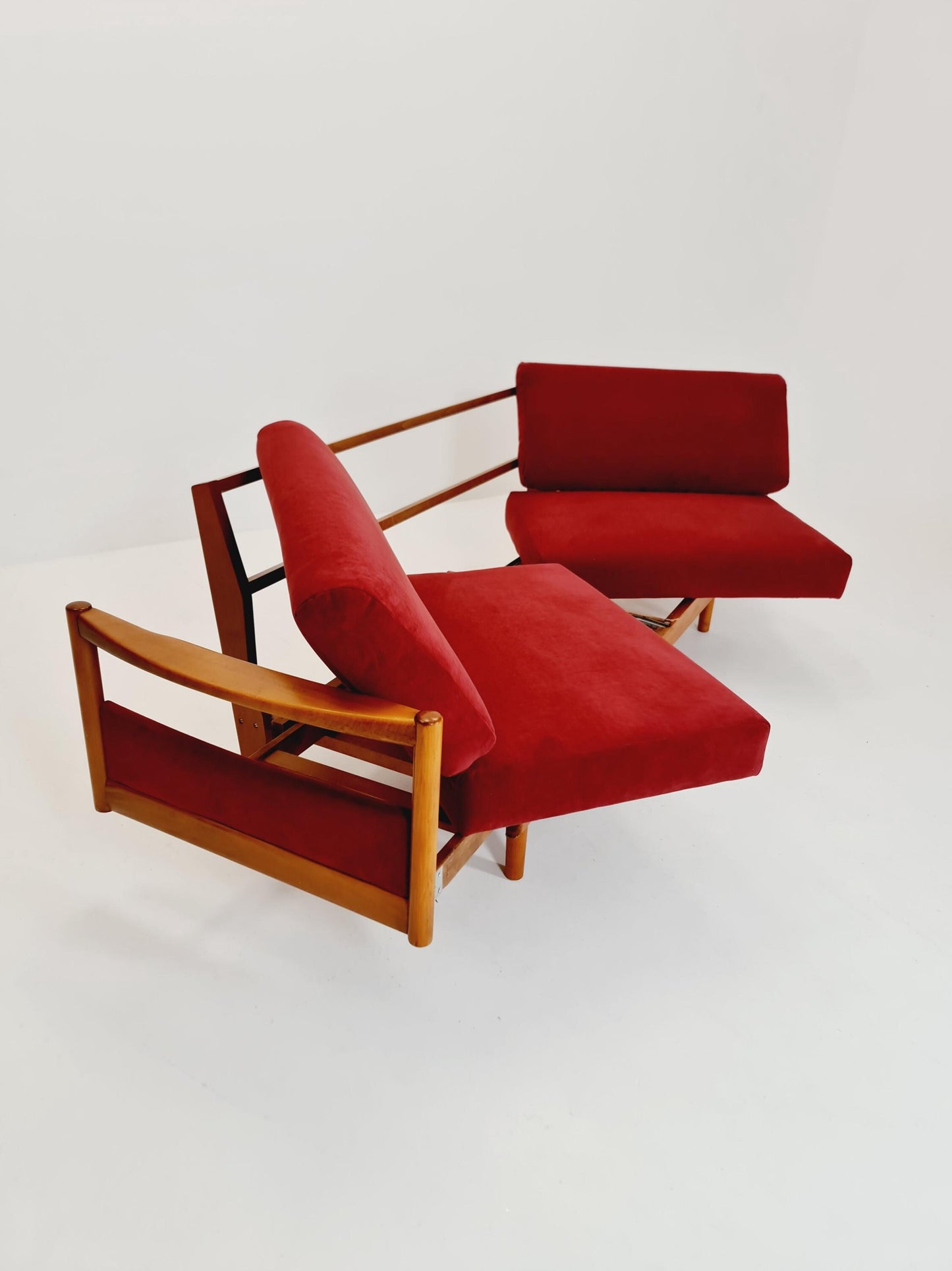 Rare Midcentury Stella Sofa Ash wood Daybed By Walter knoll , set with armchair Germany, 1950s